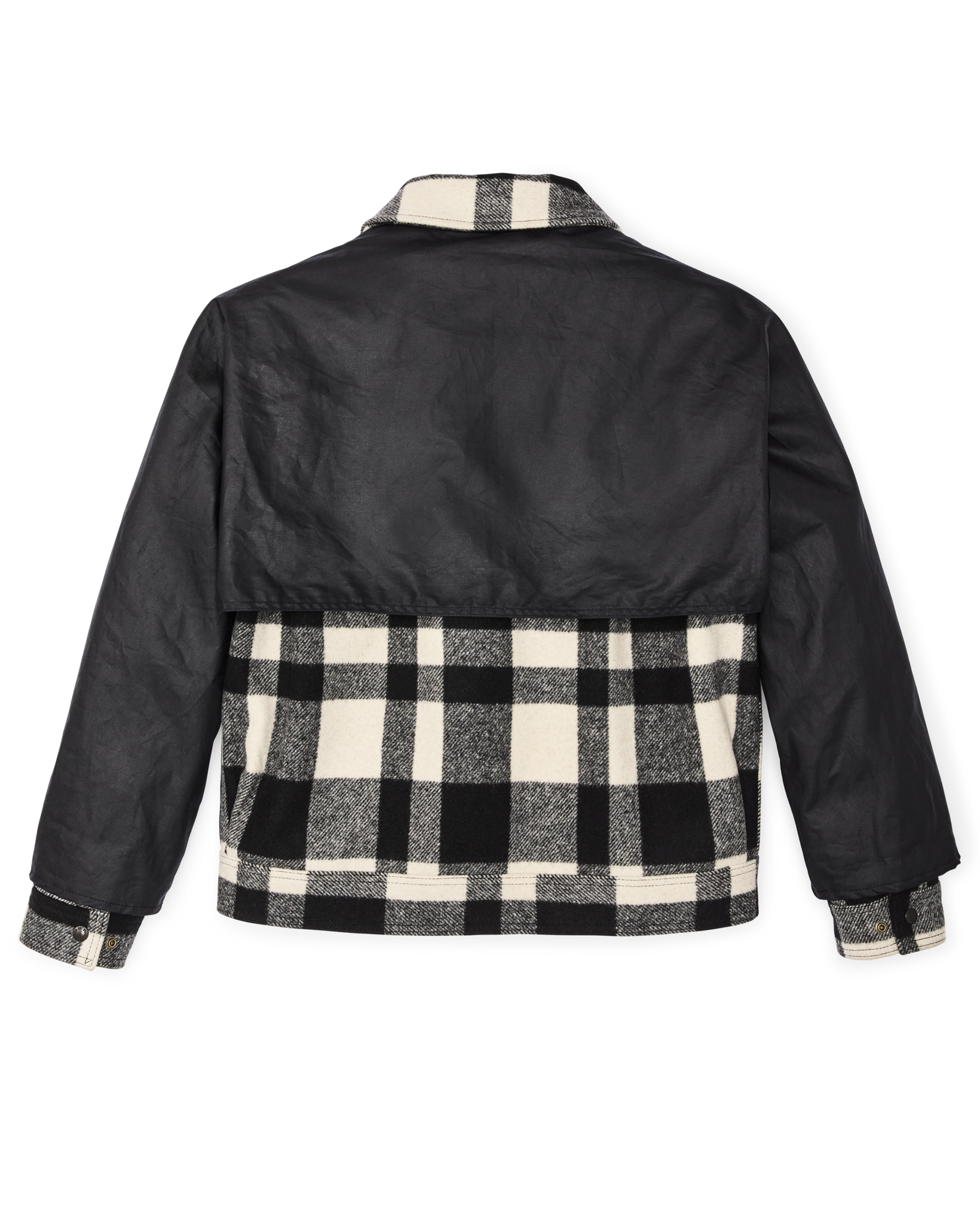 Mackinaw Wool Caped Jacket - Natural Black Plaid Navy - Image 4