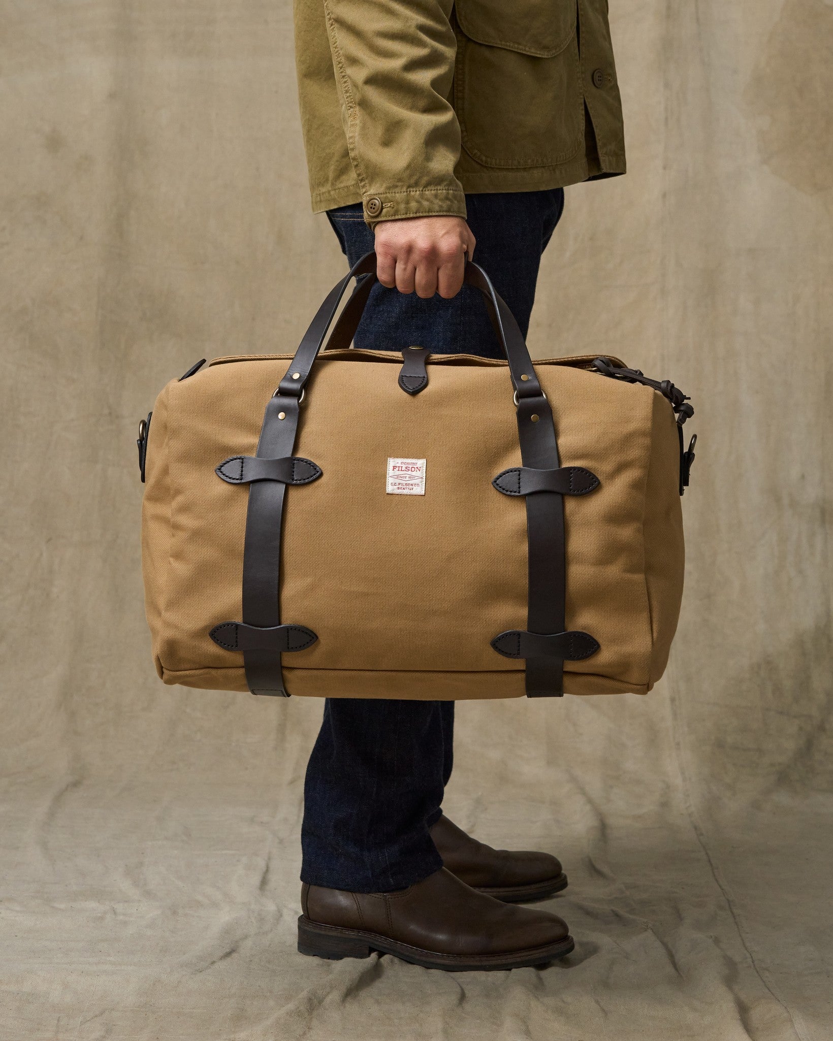 Medium Rugged Twill Duffle Bag - Tan - Image 2