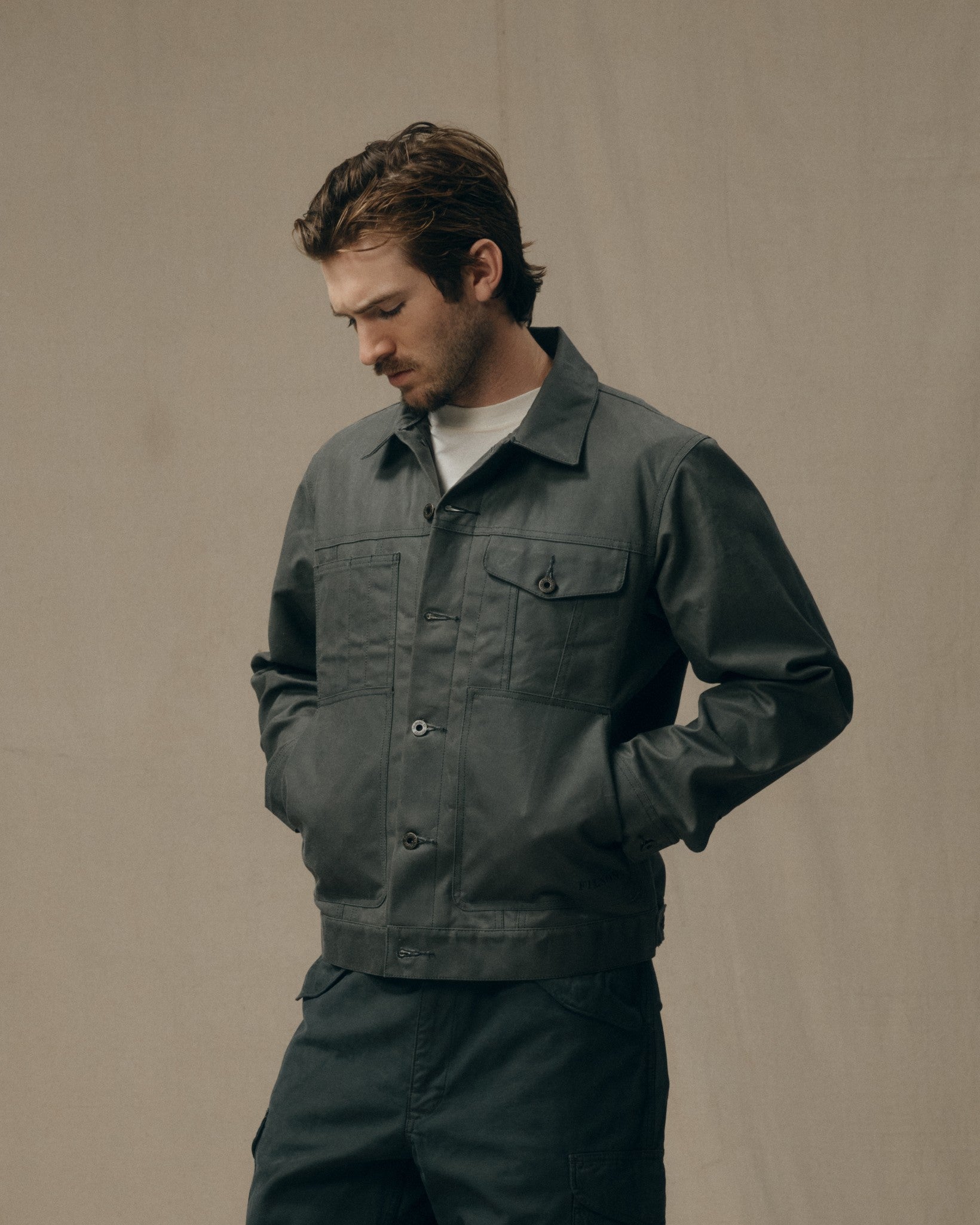 Tin Cloth Short Lined Cruiser Jacket - Castor Gray - Image 6