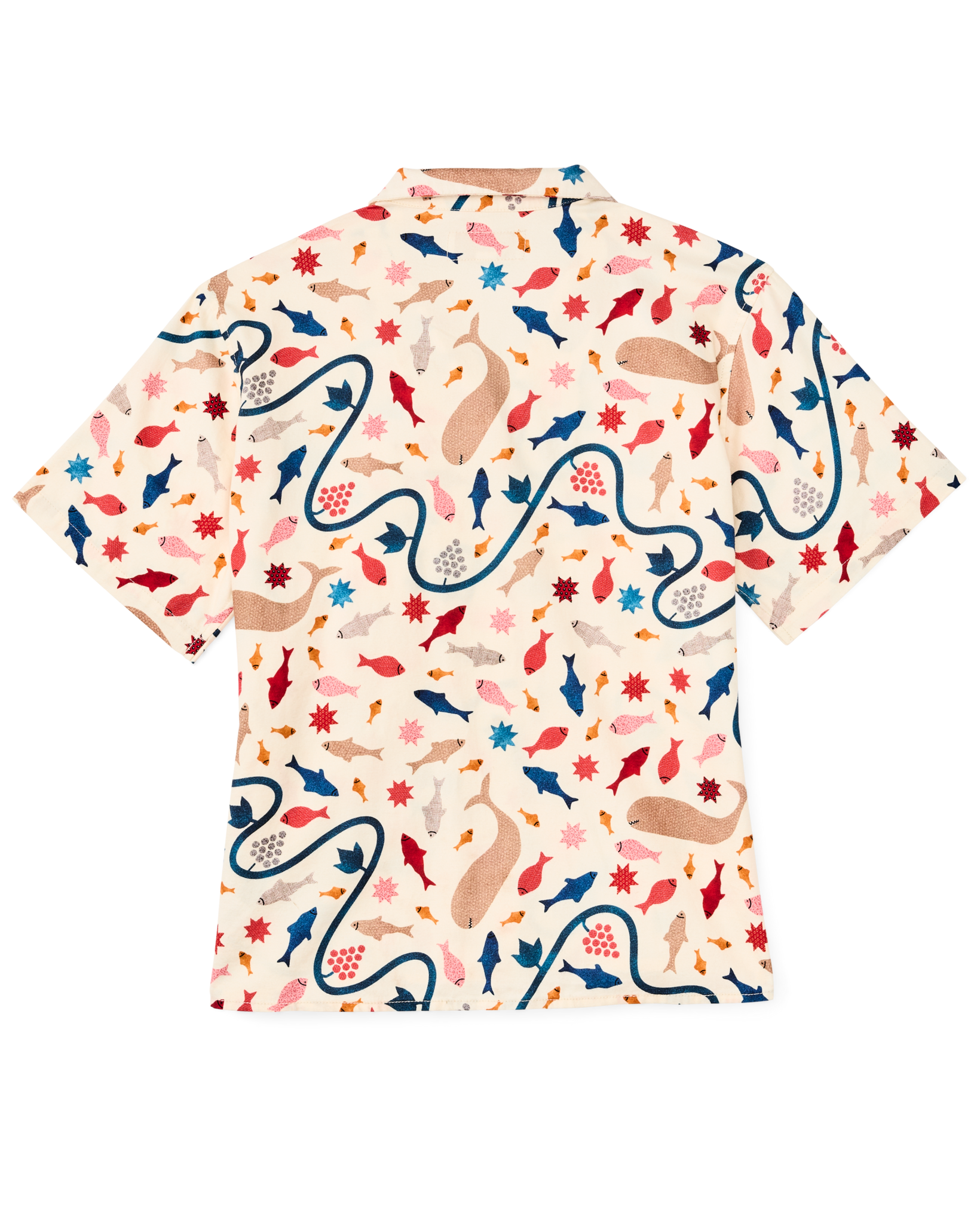 Women's Short Sleeve Camp Shirt - Natural / Whale Print - Image 2