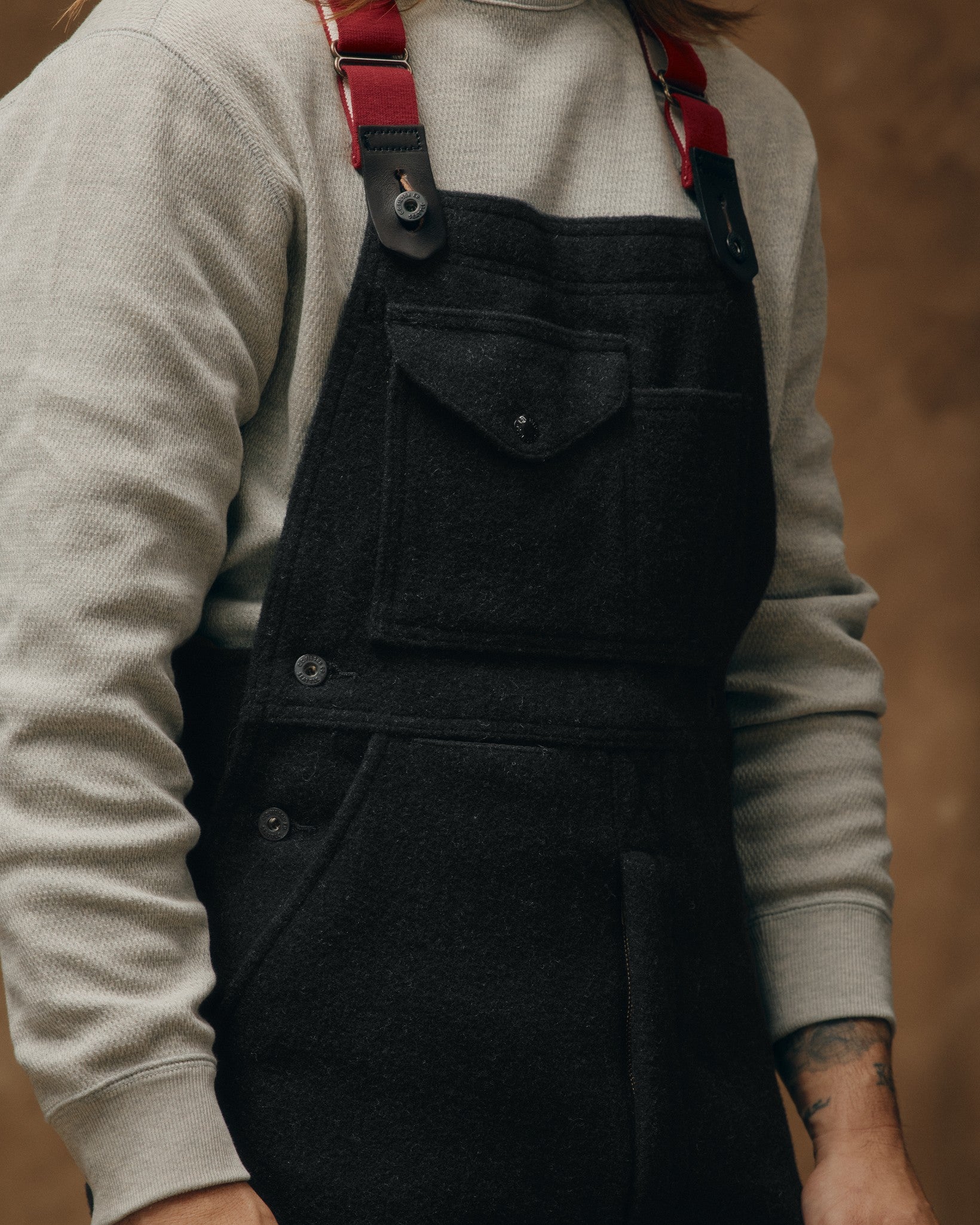 Mackinaw Wool Bibs - Charcoal - Image 7