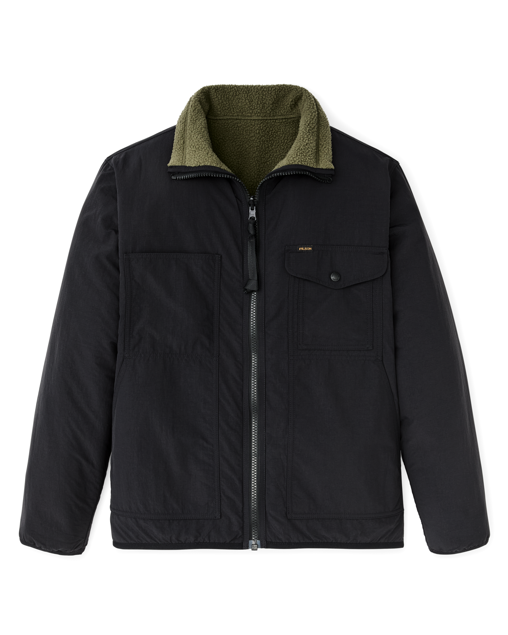 Reversible Pile Fleece Jacket - Dark Olive Drab - Image 8