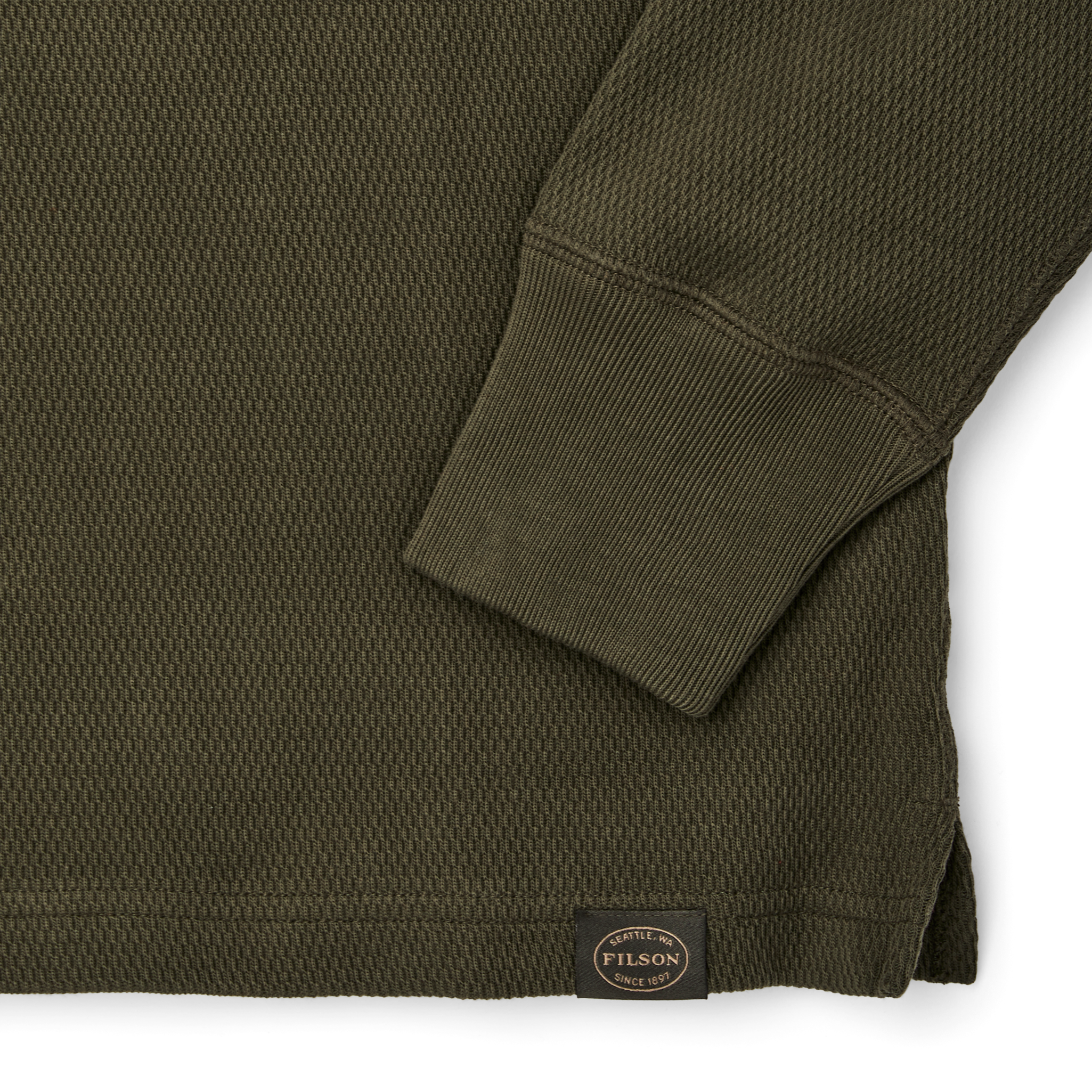 Waffle Knit Henley - Mossy Rock - Image 4