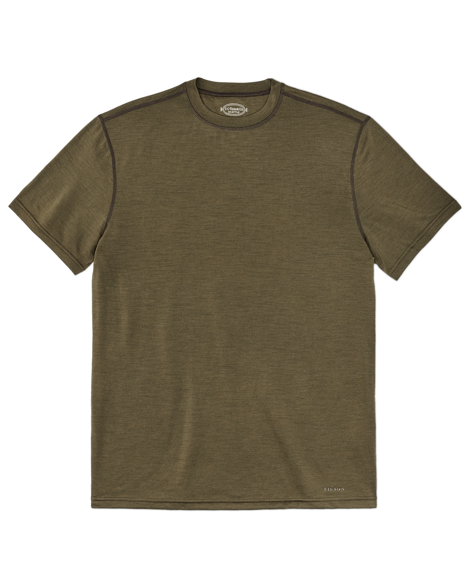 210g Merino Wool Short Sleeve Crewneck T-Shirt - Dark Olive - Image 5