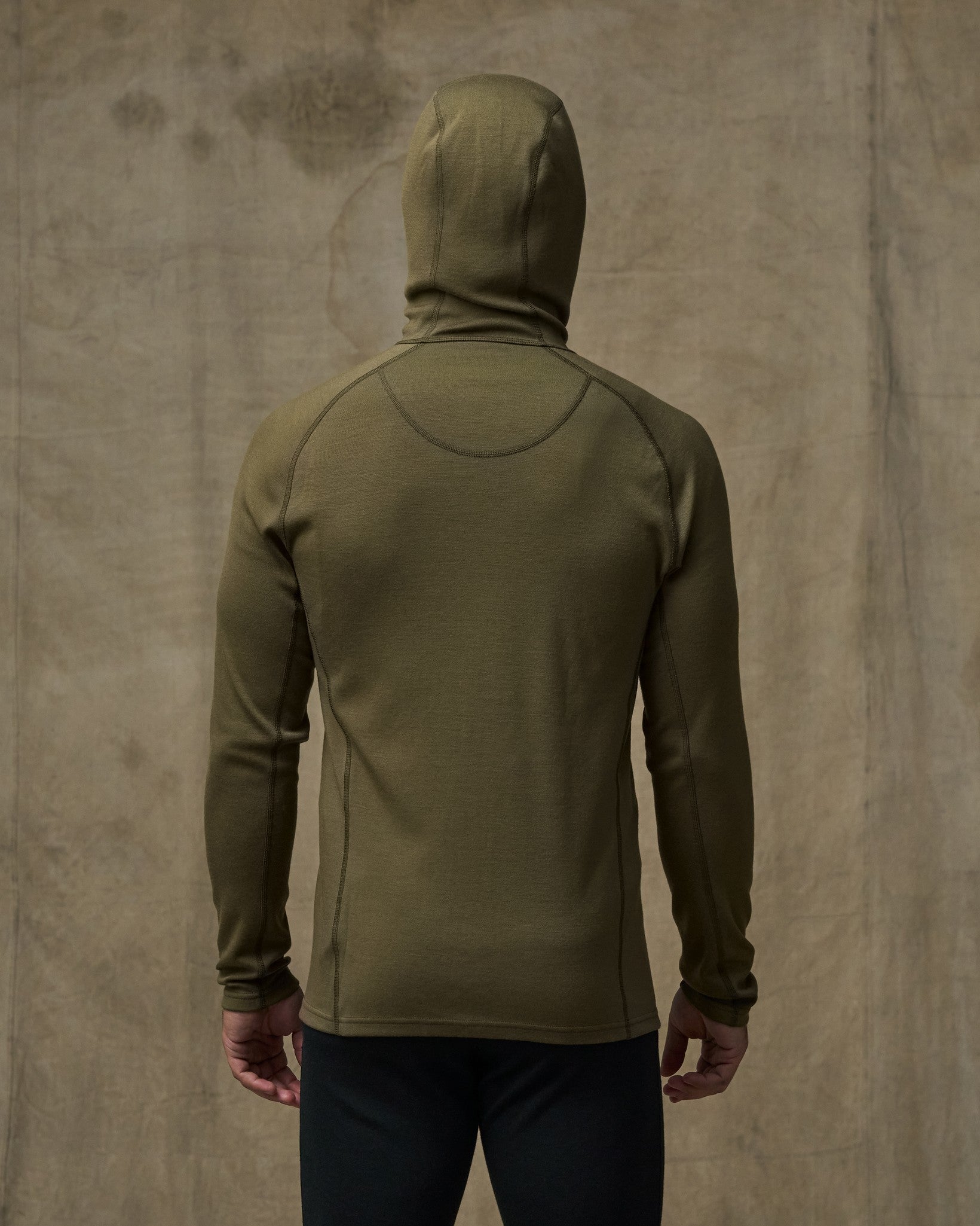 400g Merino Wool Hoodie - Dark Olive - Image 4