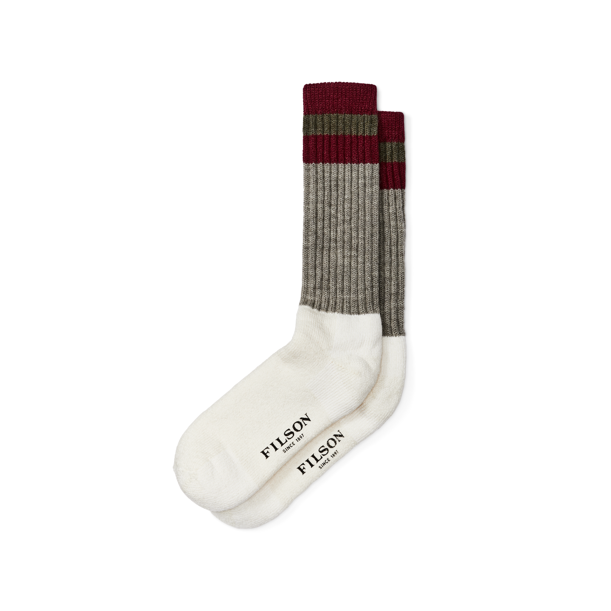 1970s Logger Thermal Socks - Forest / Maroon