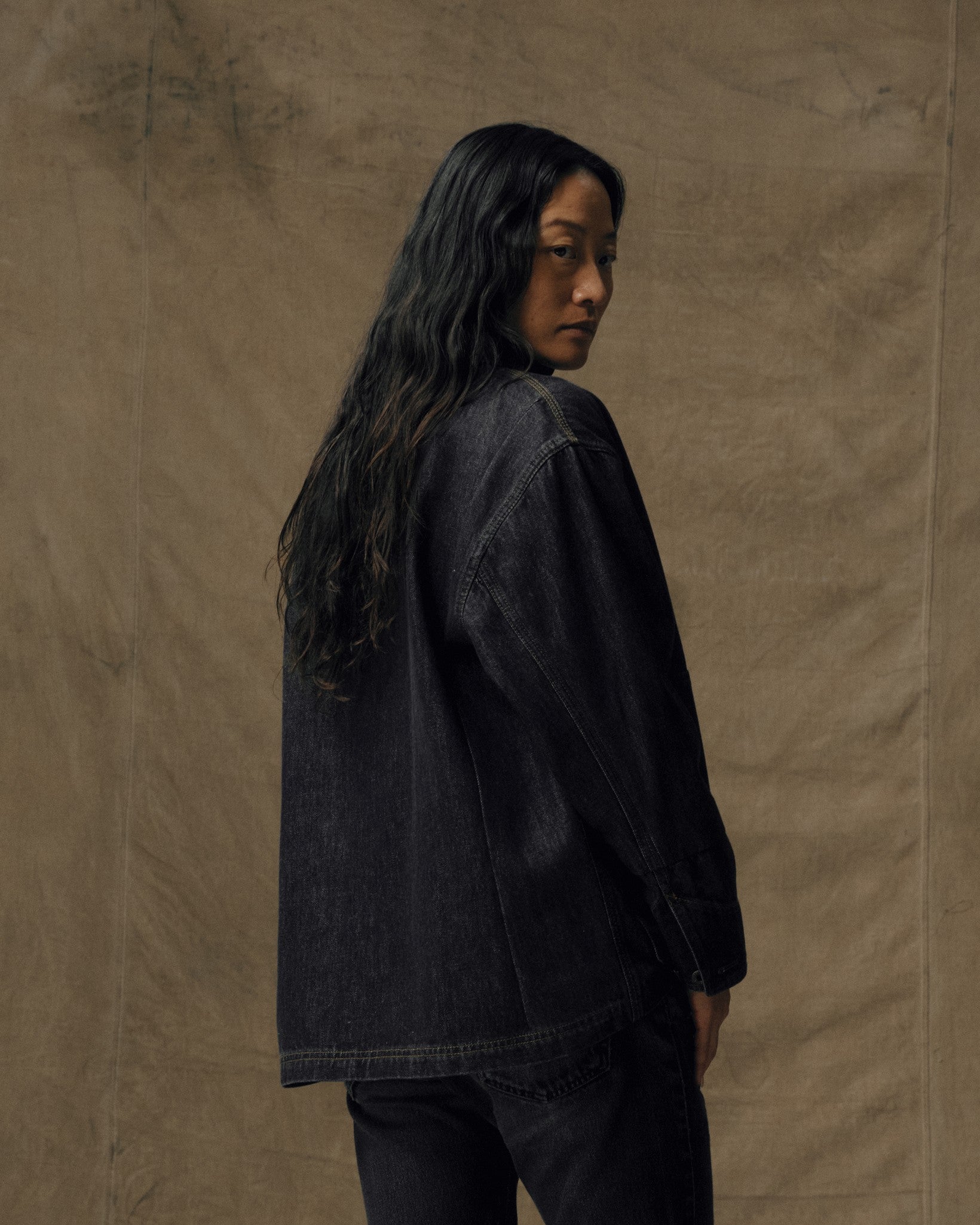 Women's Denim Barn Coat - Rinse Black - Image 2
