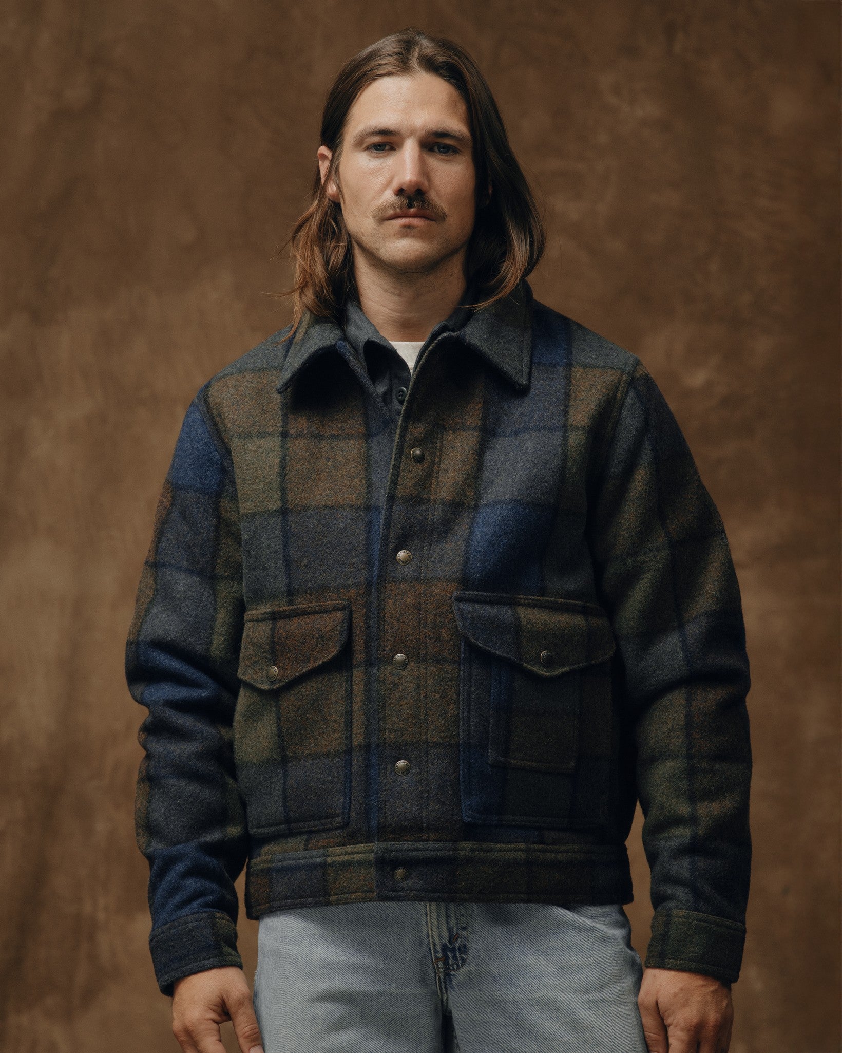 Mackinaw Wool Work Jacket - Blue / Brown / Gray Plaid