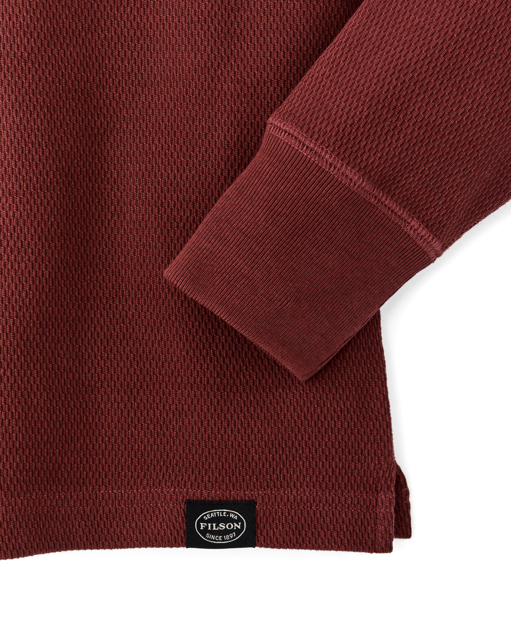 Waffle Knit Henley - Fired Brick - Image 3
