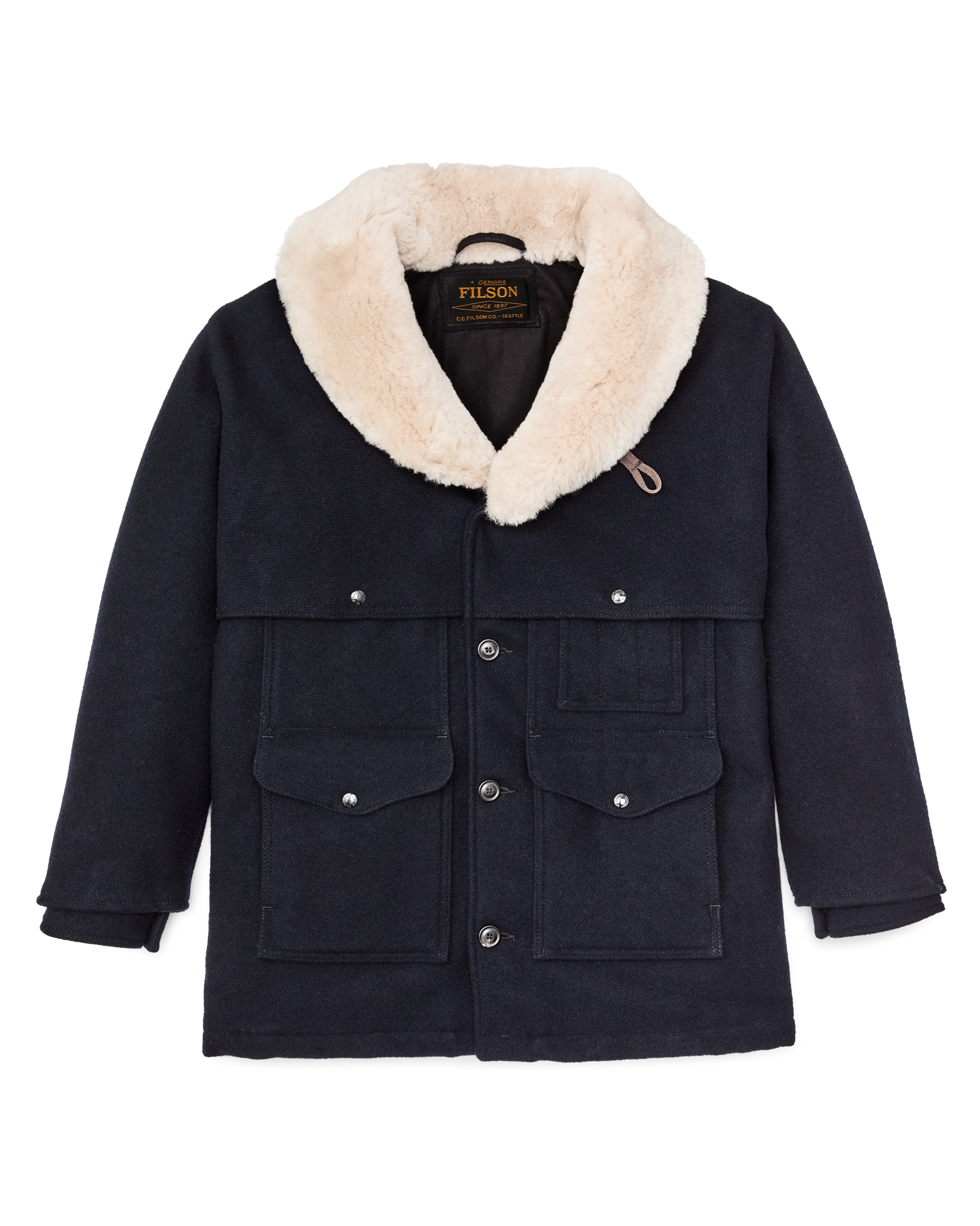 Lined Mackinaw Wool Packer Coat - Dark Navy - Image 3