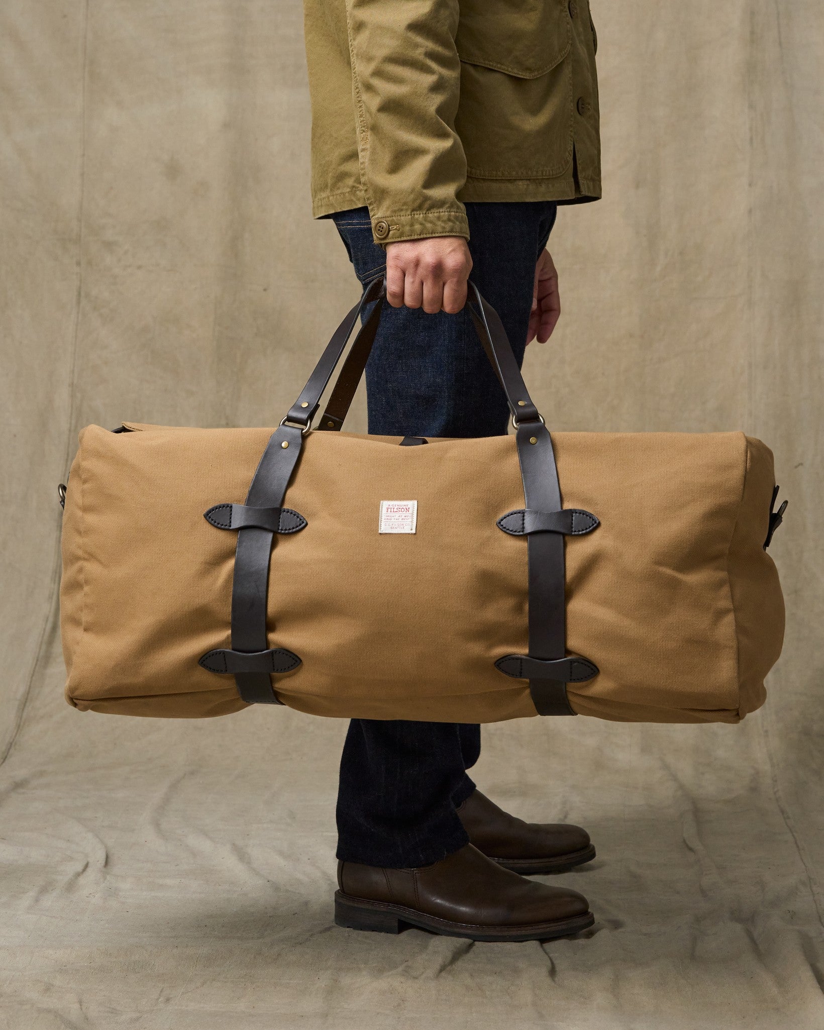 Large Rugged Twill Duffle Bag - Tan