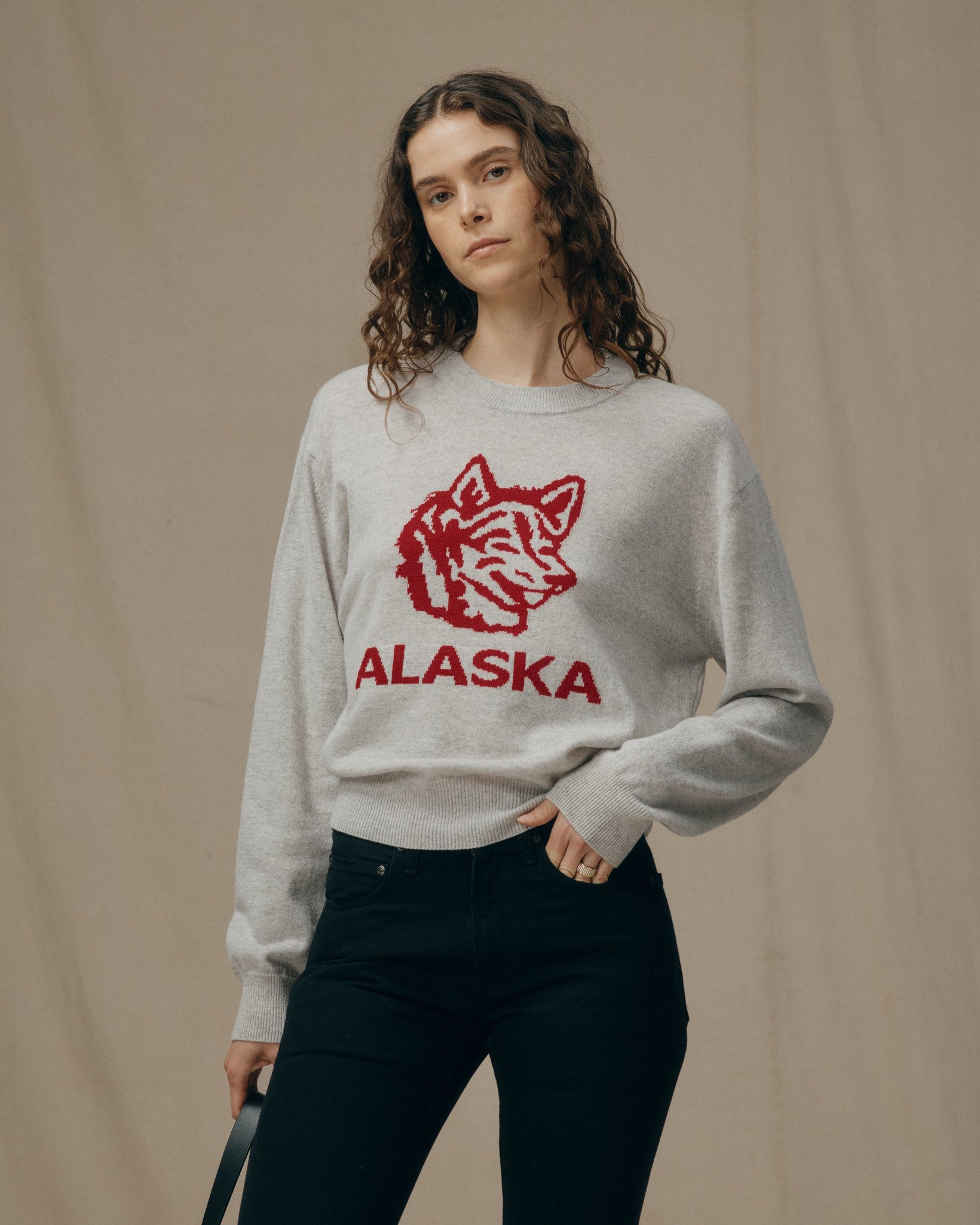 Women's Graphic Wool Sweater - Heather Gray