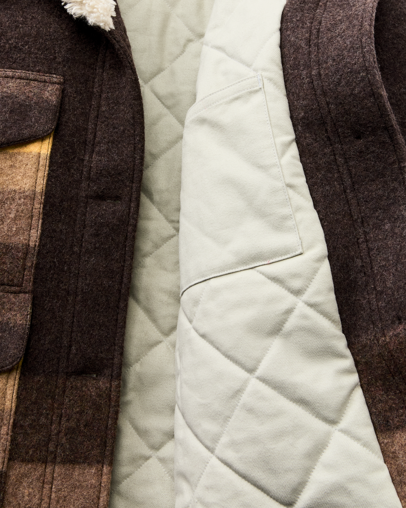 Women's Kodiak Shawl Collar Coat - Brown / Yellow Stripe - Image 9