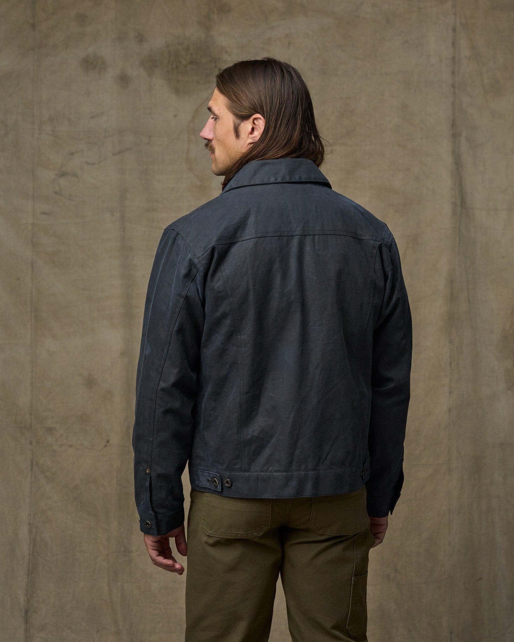 Tin Cloth Short Lined Cruiser Jacket - Service Blue - Image 2