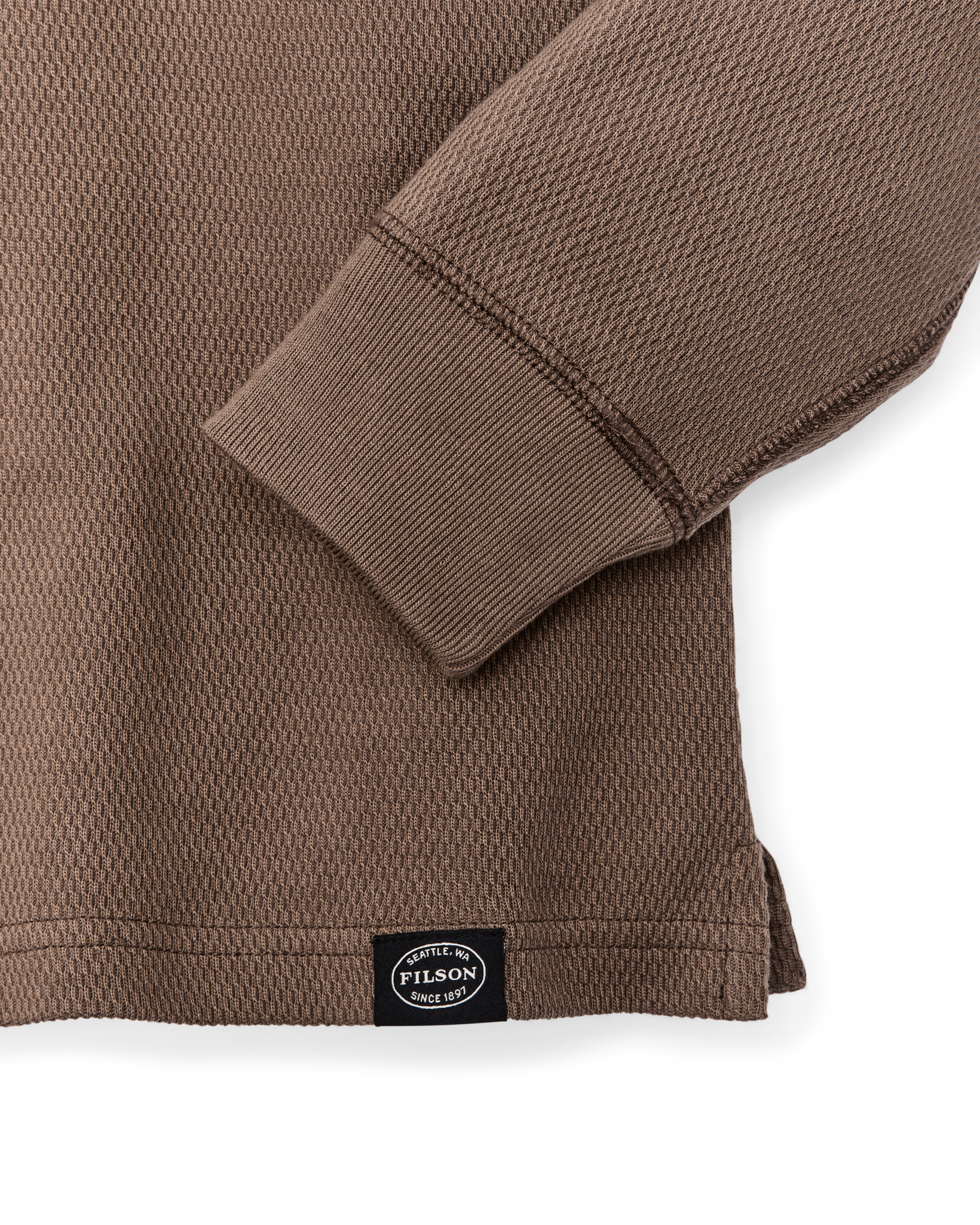 Waffle Knit Thermal Crewneck - Brown - Image 5