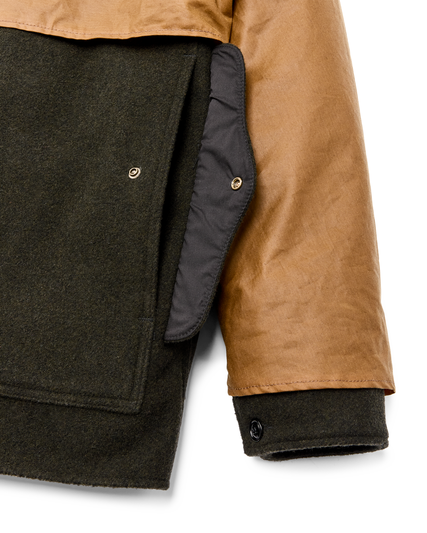 Mackinaw Wool Caped Cruiser Jacket - Peat Black / Dark Tan - Image 8