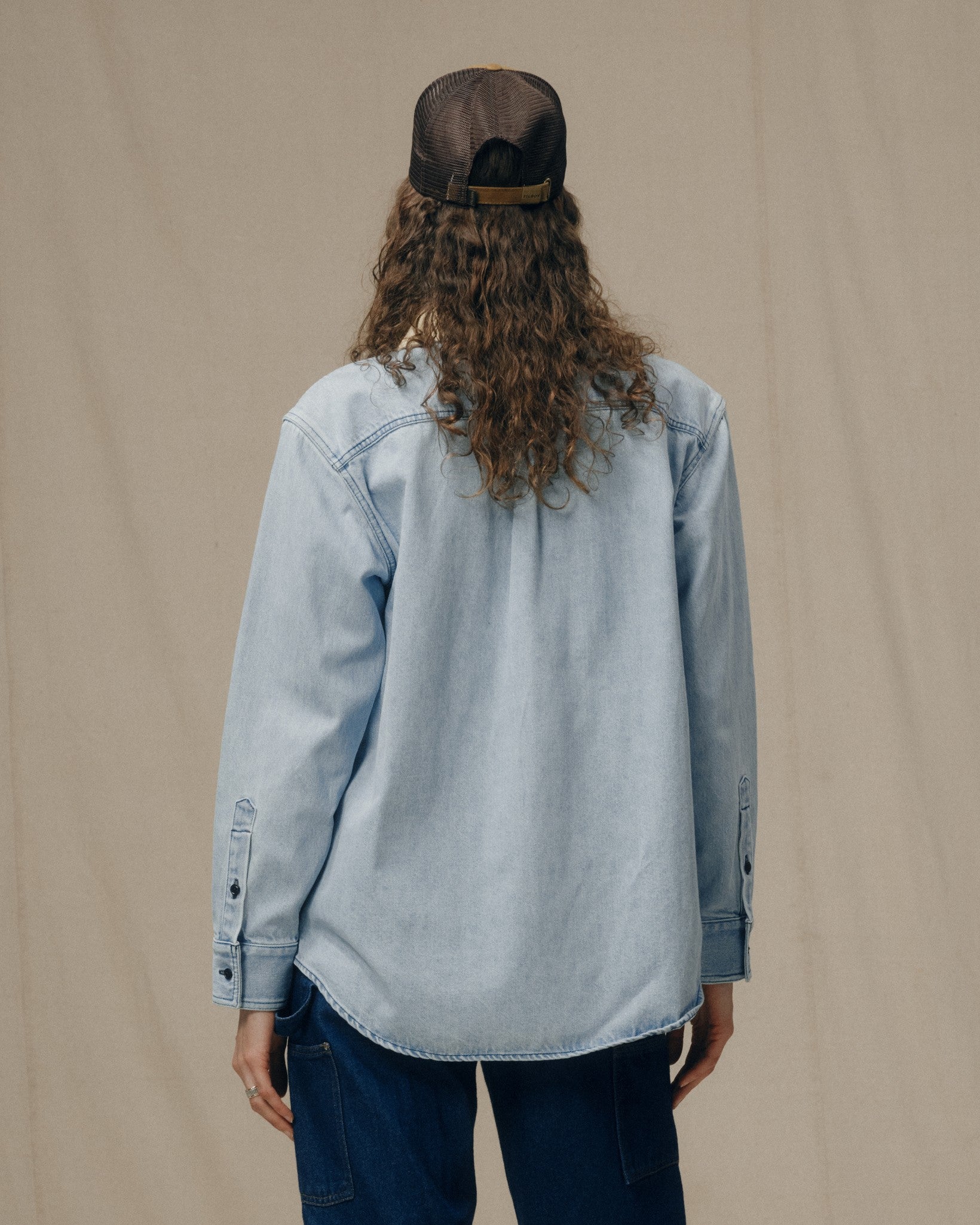 Women's Denim Work Shirt - Light Indigo - Image 3