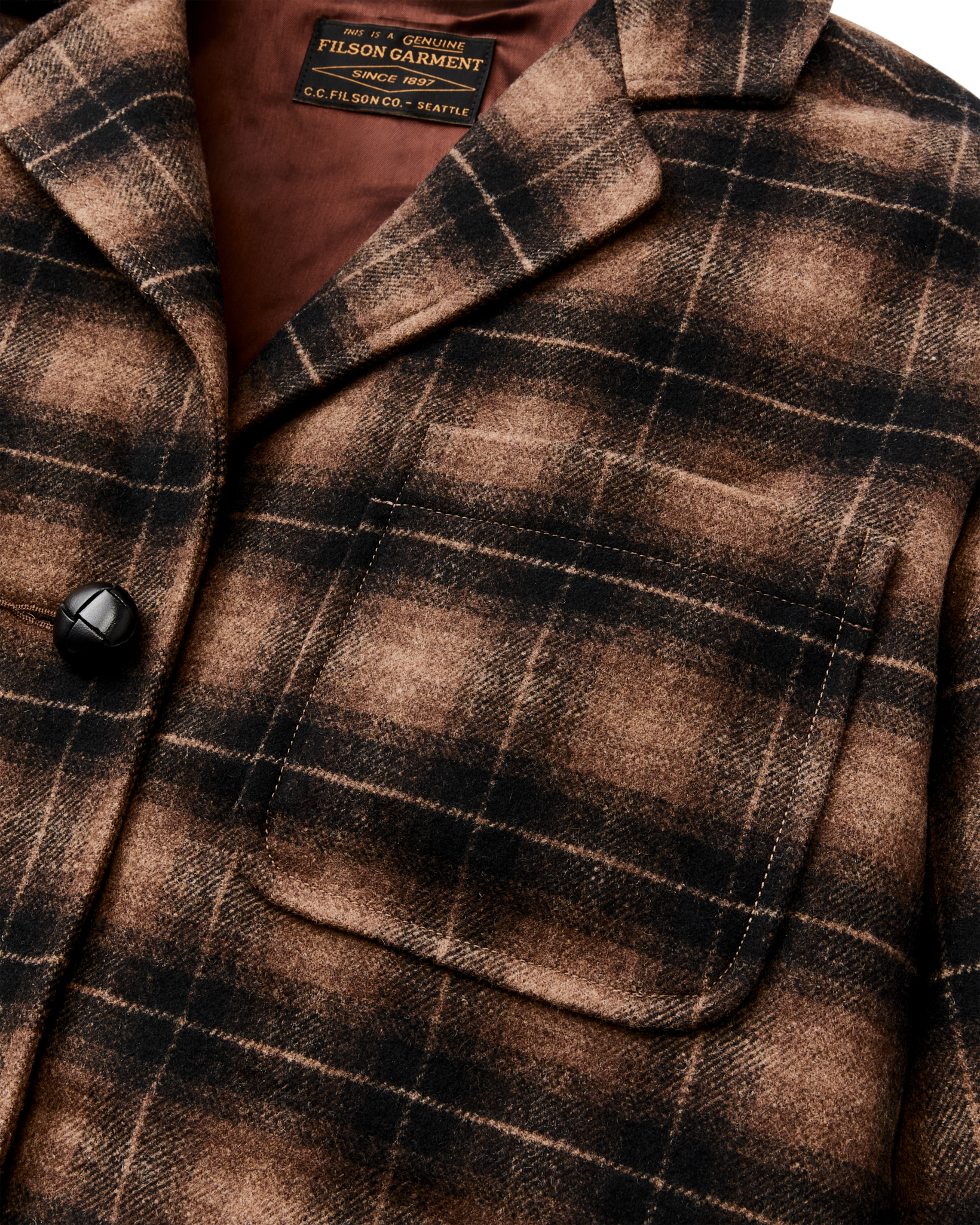 Women's Unconstructed Wool Blazer - Bronze Brown Plaid - Image 7