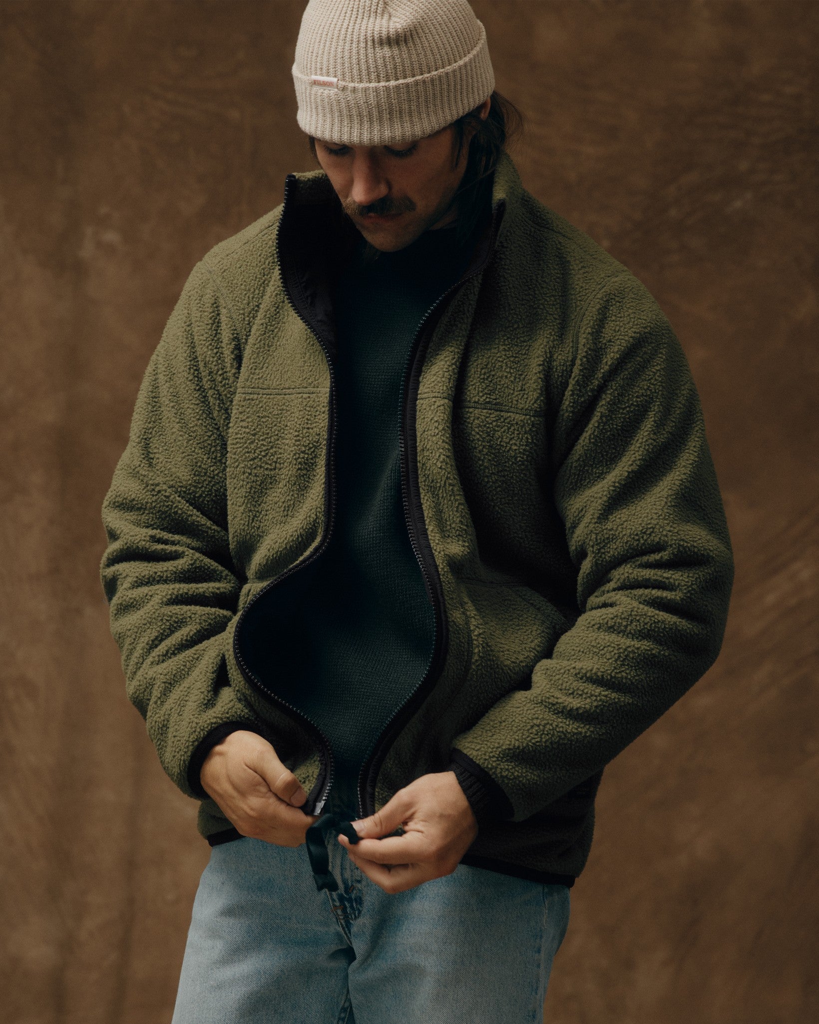 Reversible Pile Fleece Jacket - Dark Olive Drab - Image 7