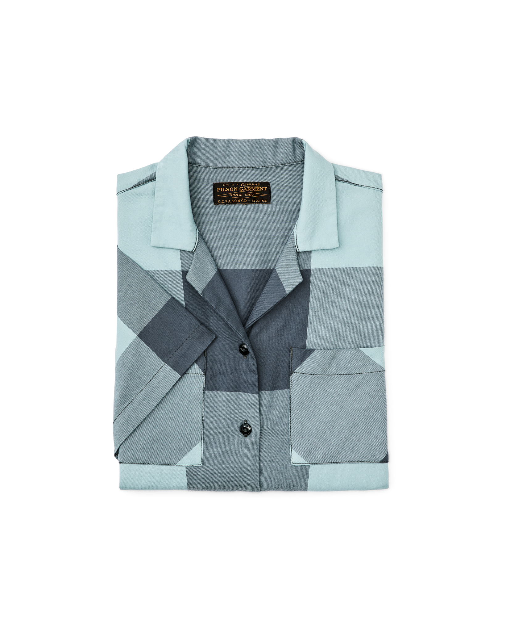 Women's Short Sleeve Camp Shirt - Storm Blue / Stone Plaid - Image 3