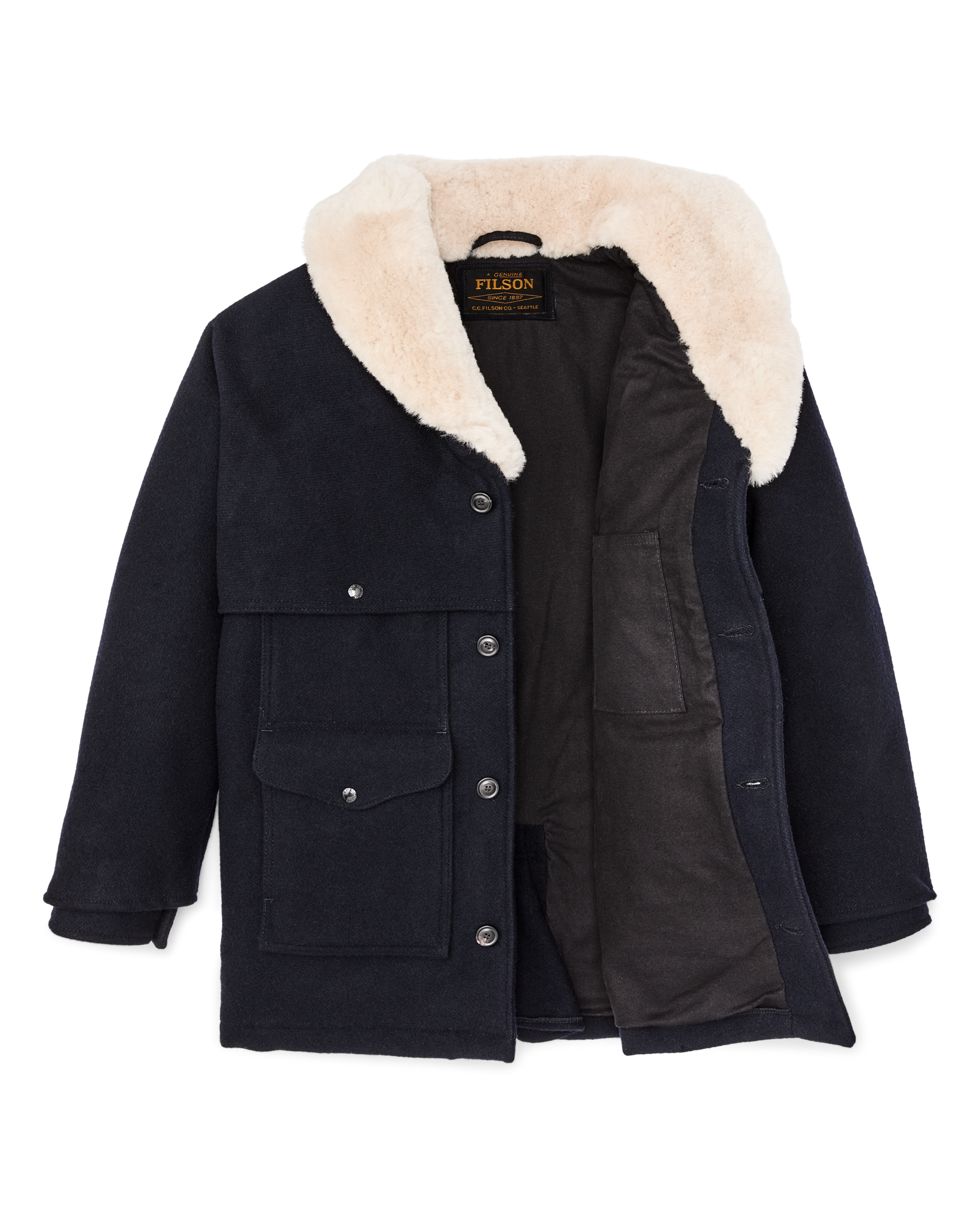 Lined Mackinaw Wool Packer Coat - Dark Navy - Image 5
