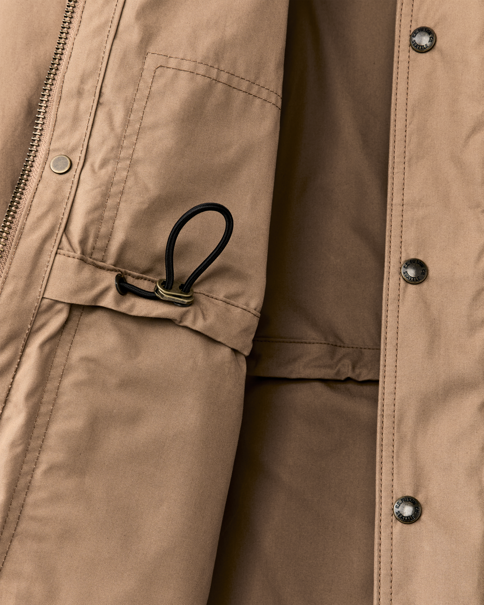 Women's Aviator Cloth Long Raincoat - Dark Tan - Image 7