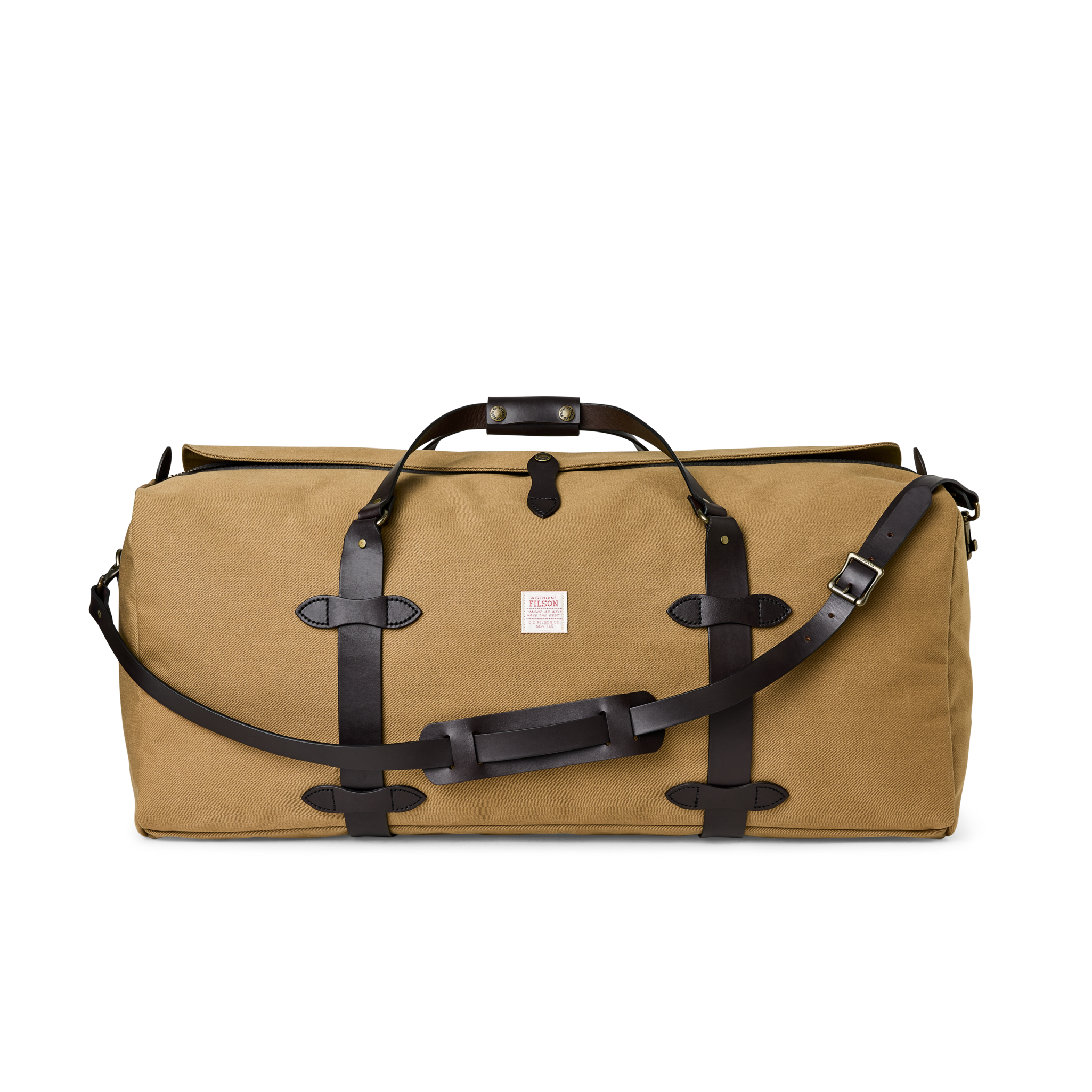Large Rugged Twill Duffle Bag - Tan - Image 2