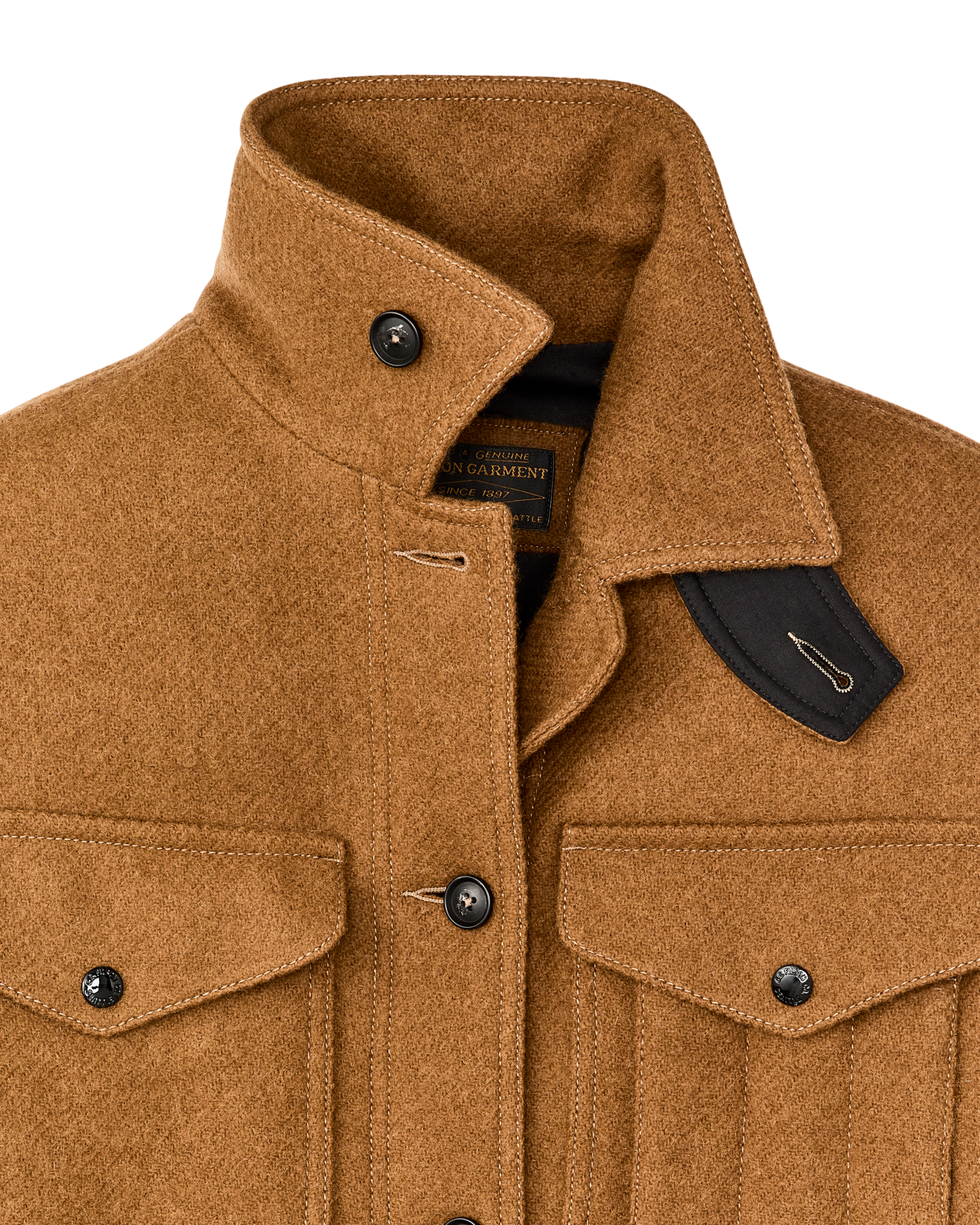 Women's Wool Long Cruiser Coat - Whiskey / Black Stripe - Image 7