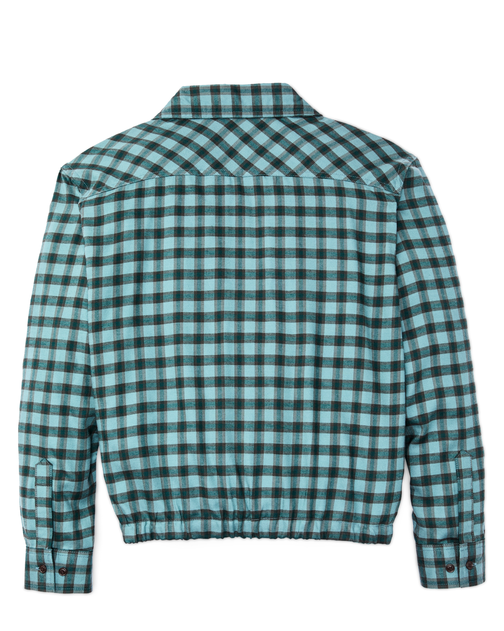Women's Gathered Hem Shirt - Blue / Navy Plaid - Image 2