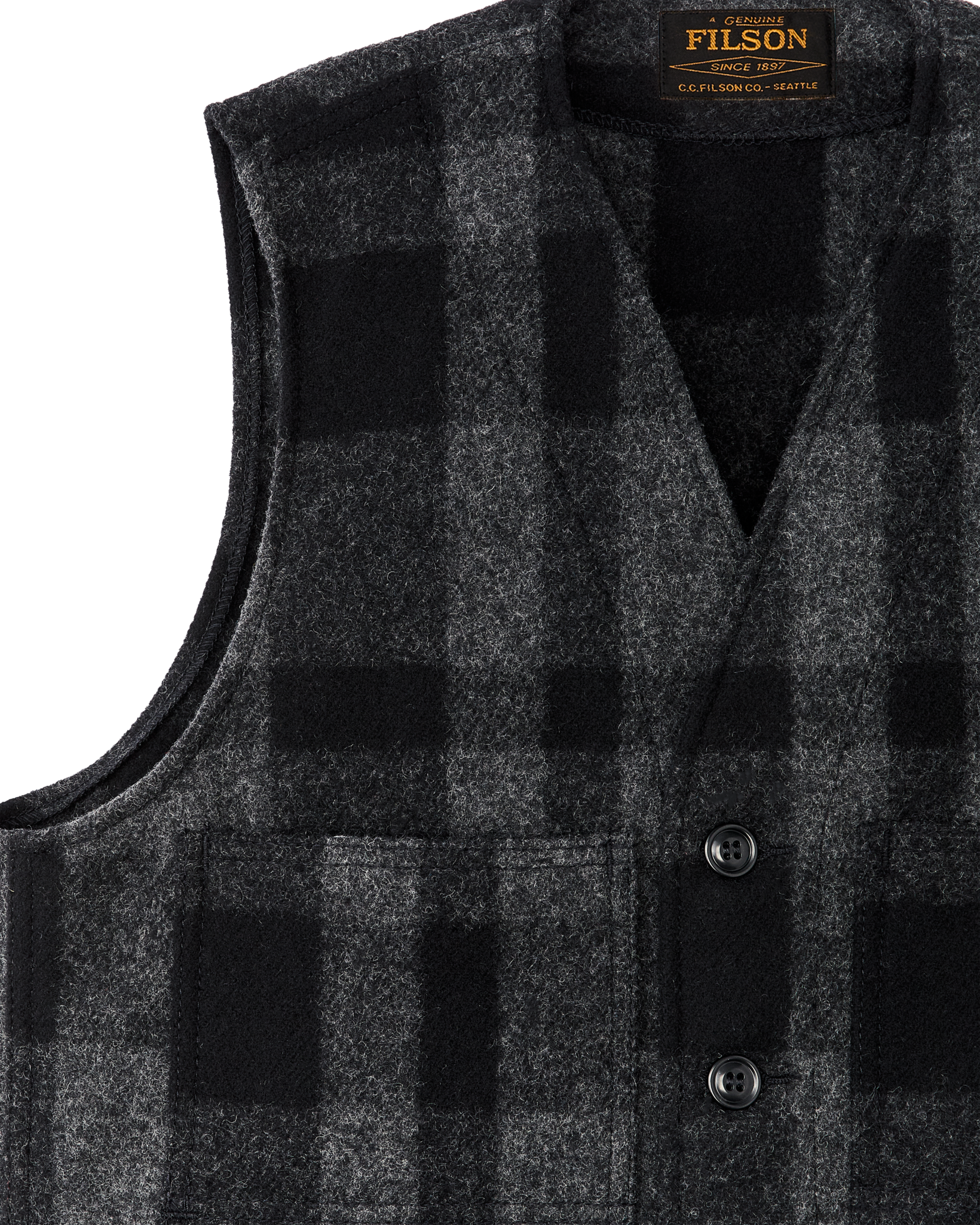 Mackinaw Wool Vest - Charcoal / Black Heritage Plaid - Image 5