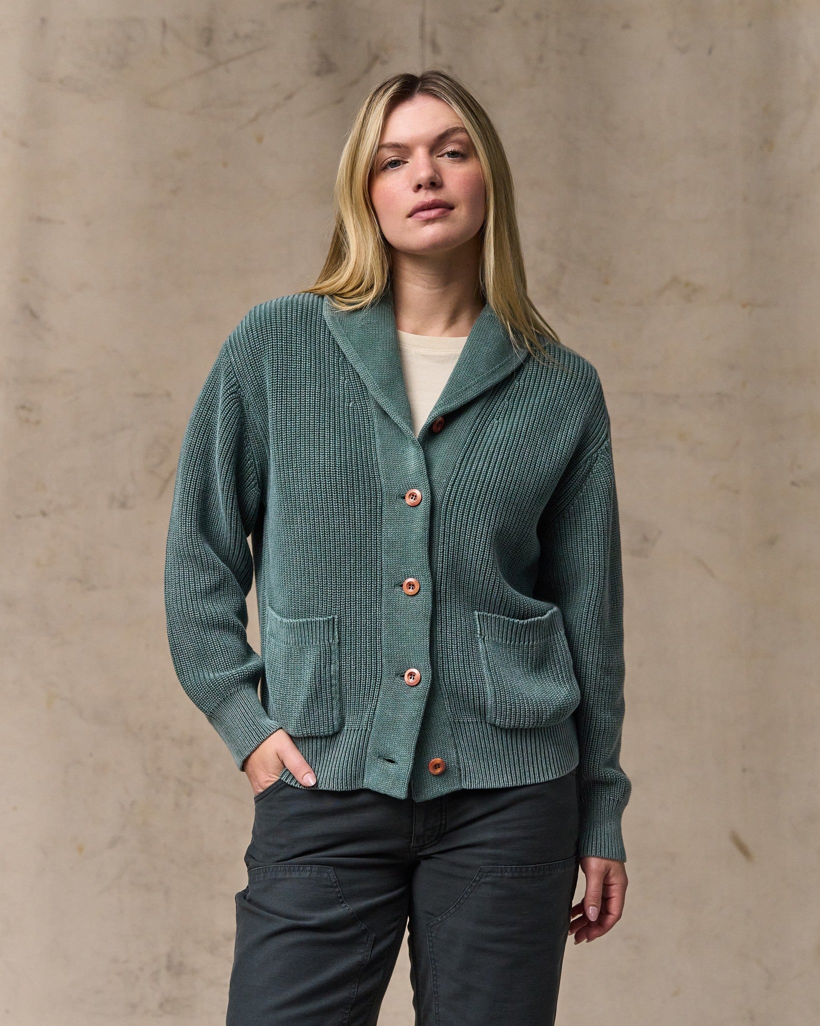 Women's Cotton Shawl Neck Cardigan - Juniper