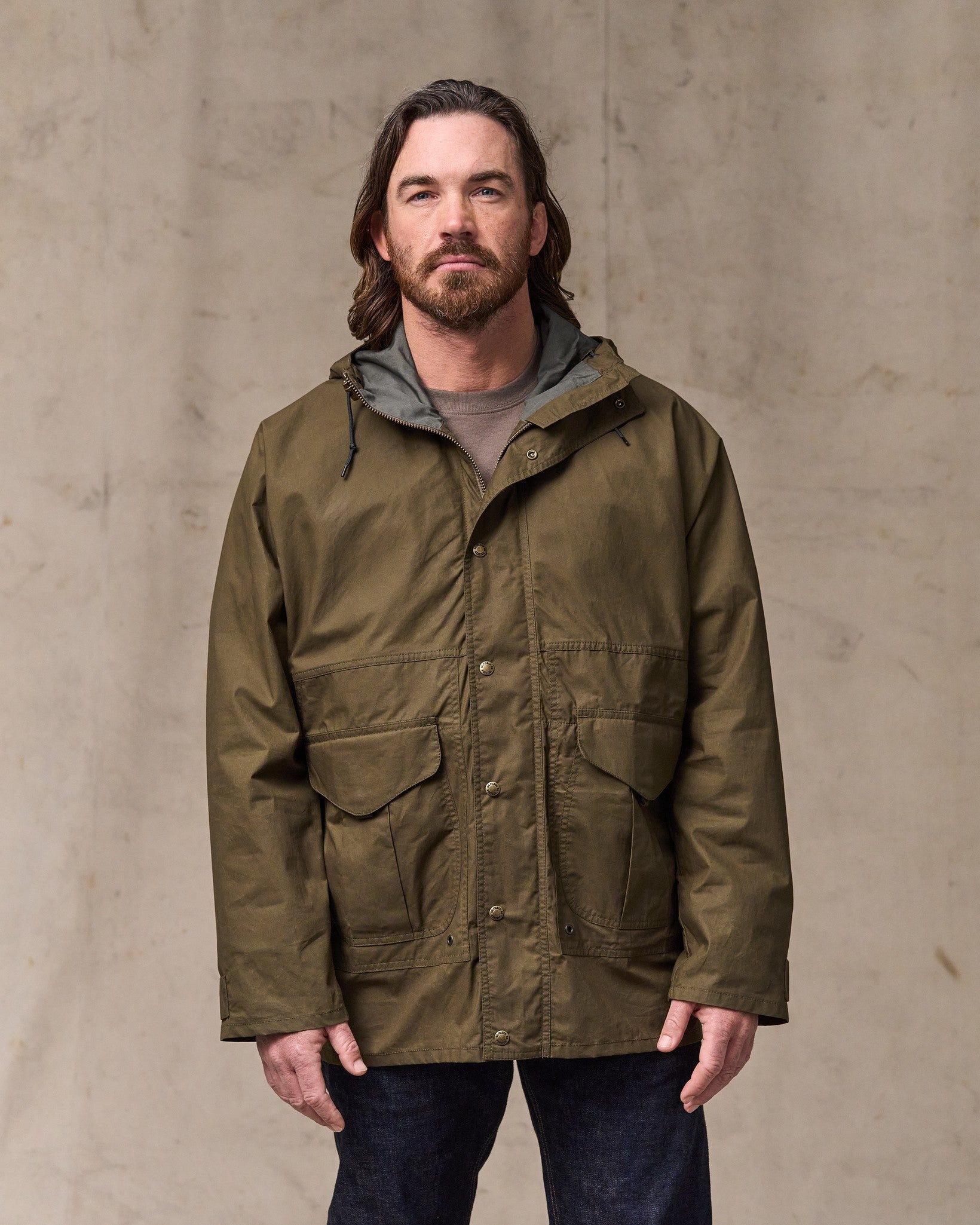 Dry Wax Omak Coat - Burnt Olive