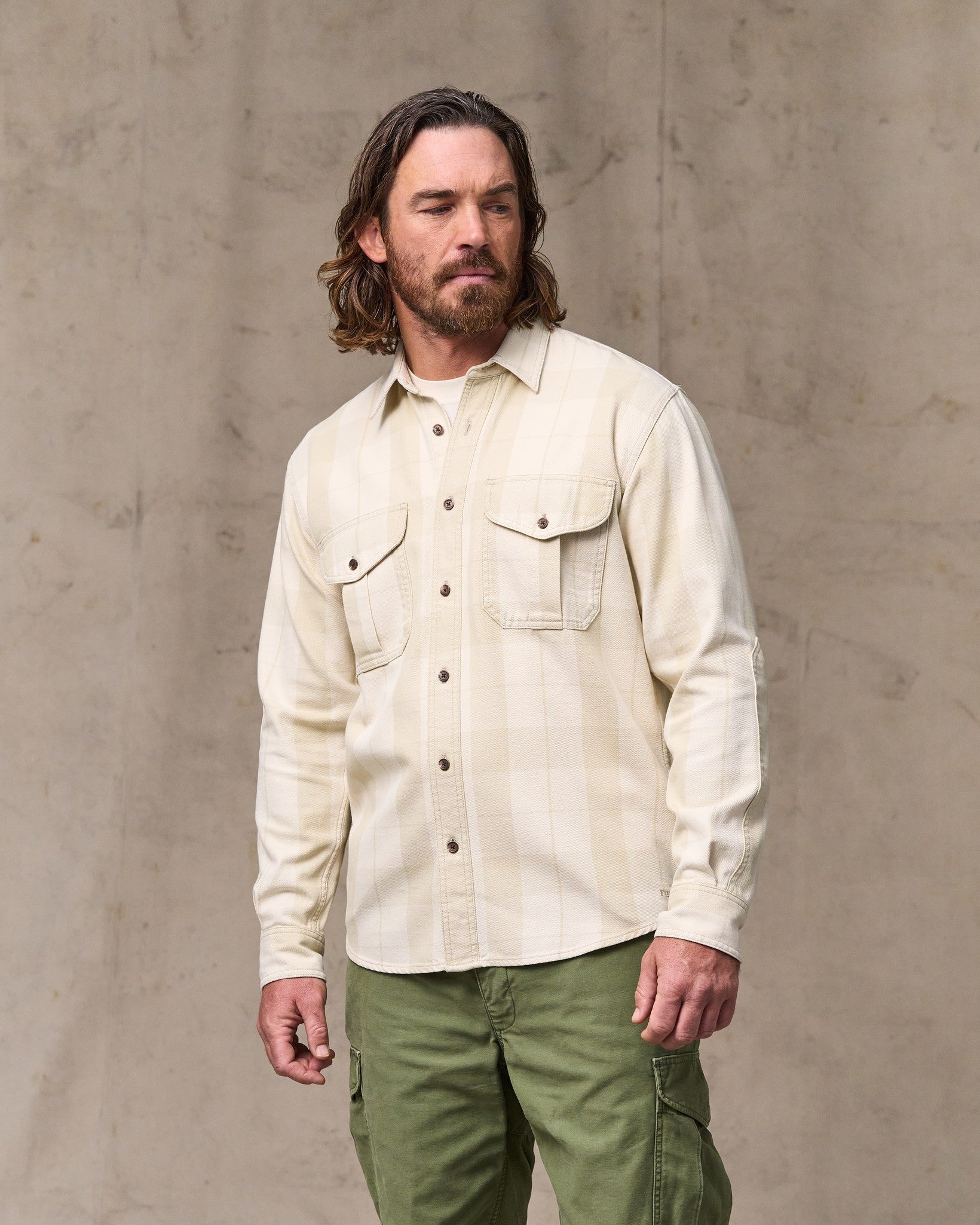 Vintage Wash Alaskan Guide Shirt - Sand / Stone Plaid