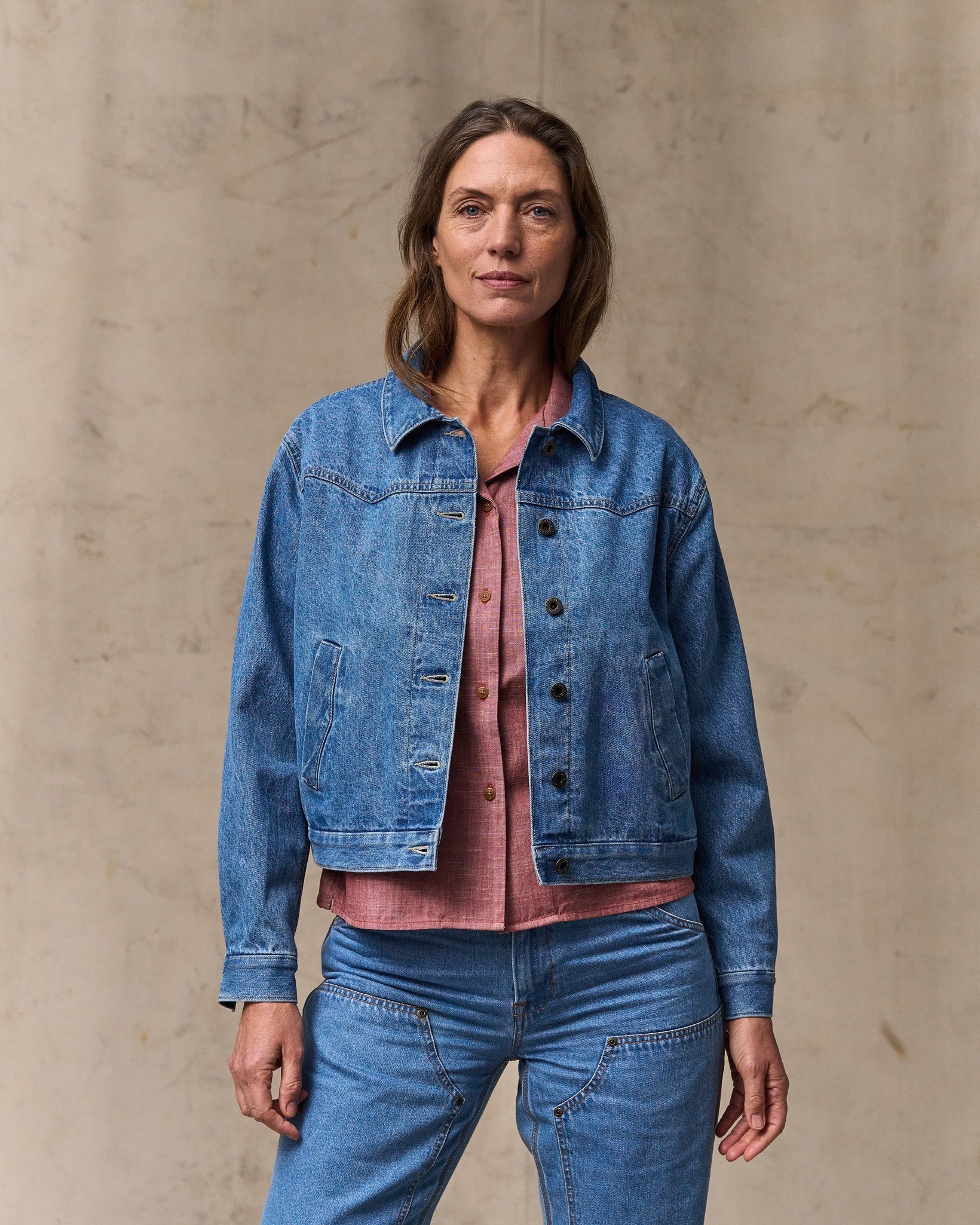 Women's Western Denim Jacket - Light Indigo