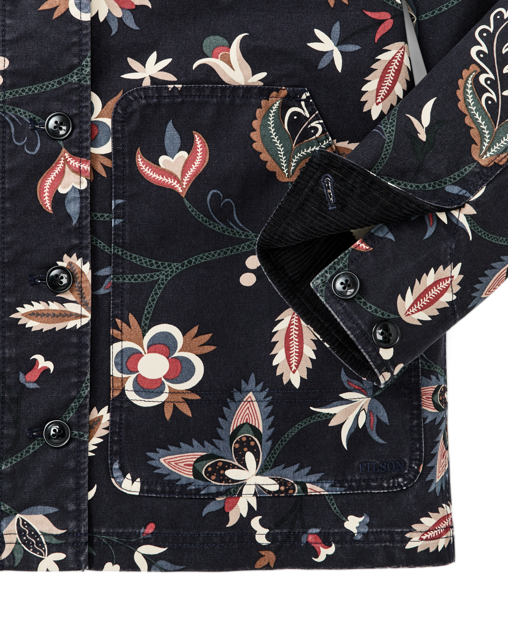 Women's Canvas Barn Coat - India Ink Print - Image 7