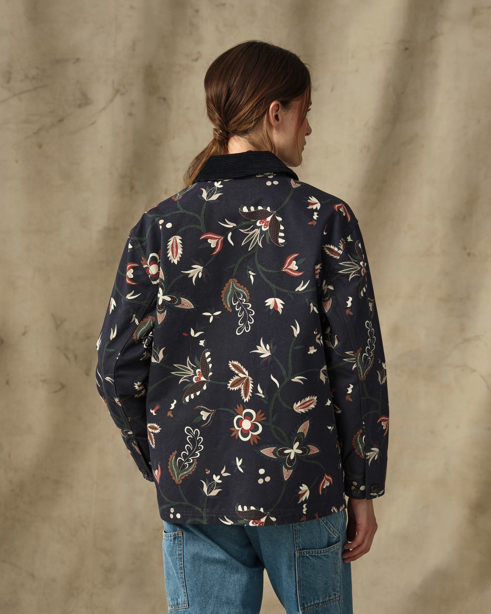 Women's Canvas Barn Coat - India Ink Print - Image 2