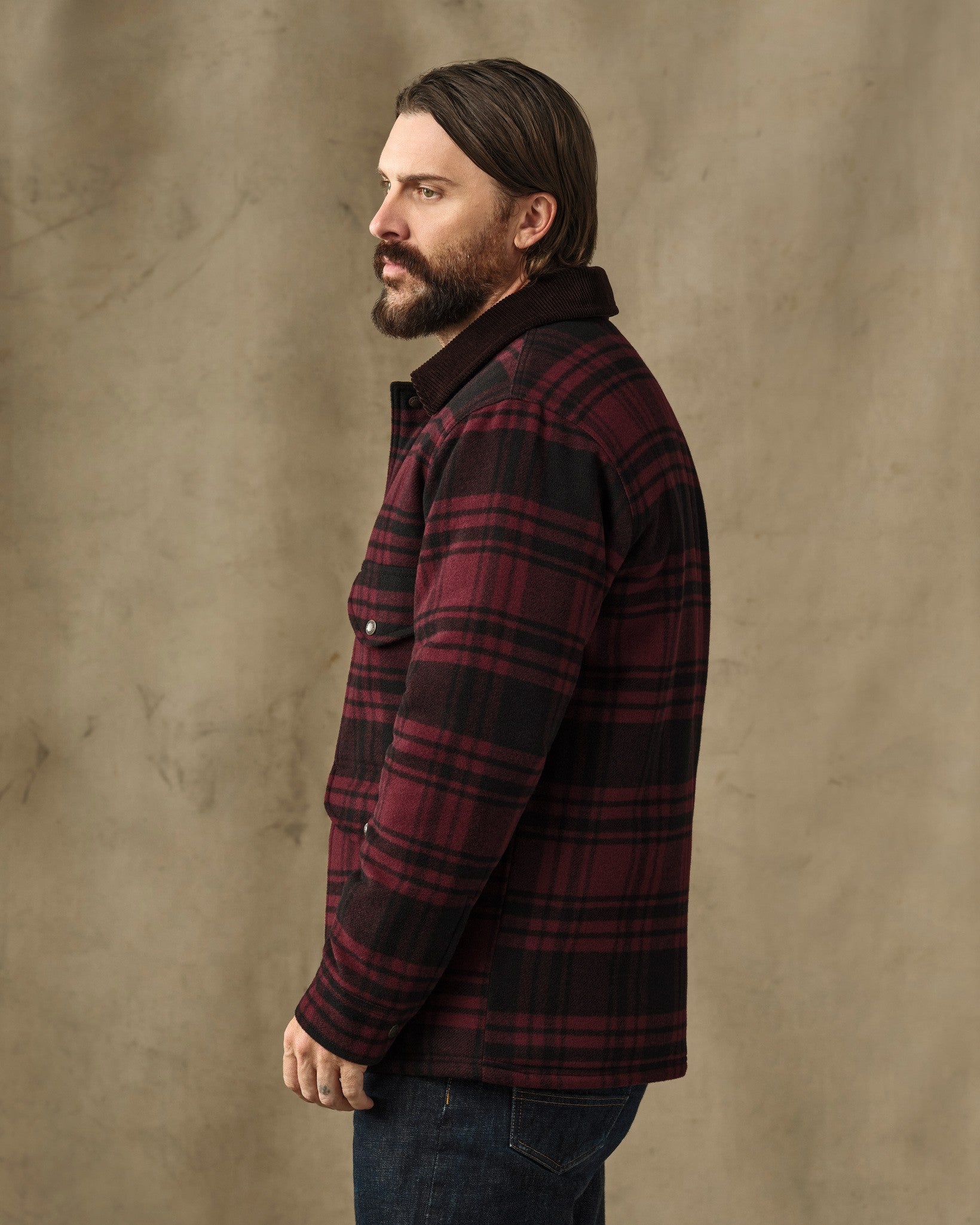 Spokane Insulated Cruiser Jacket - Port / Black Plaid - Image 4