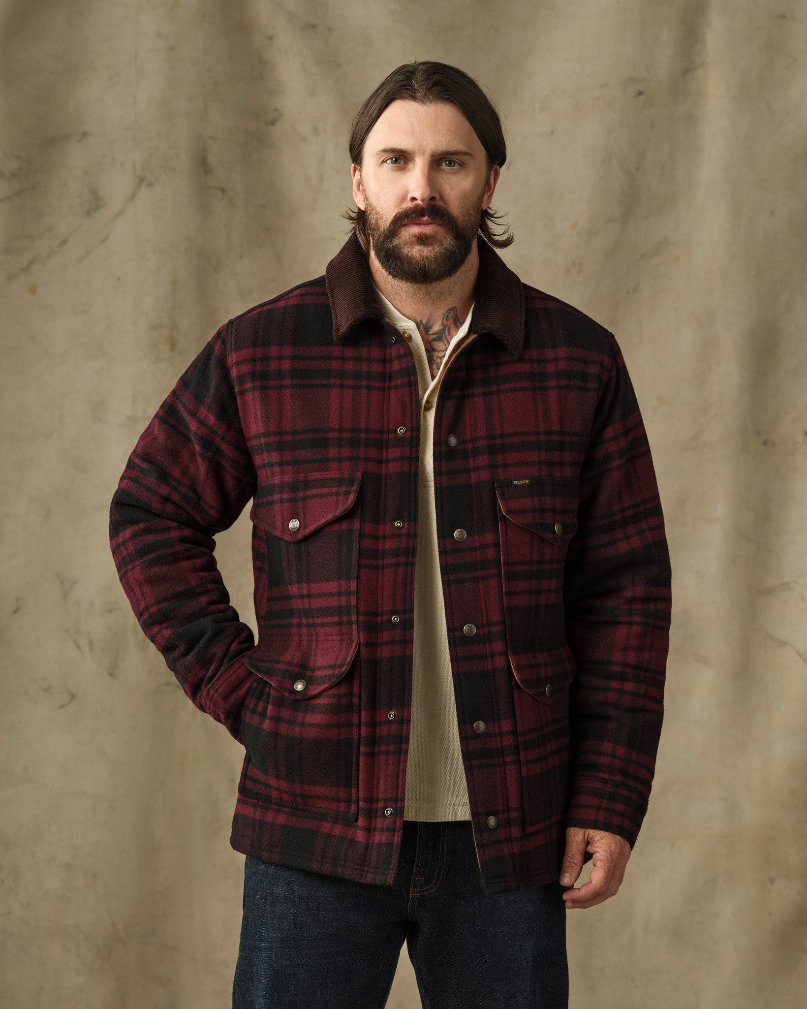 Spokane Insulated Cruiser Jacket - Port / Black Plaid - Image 7