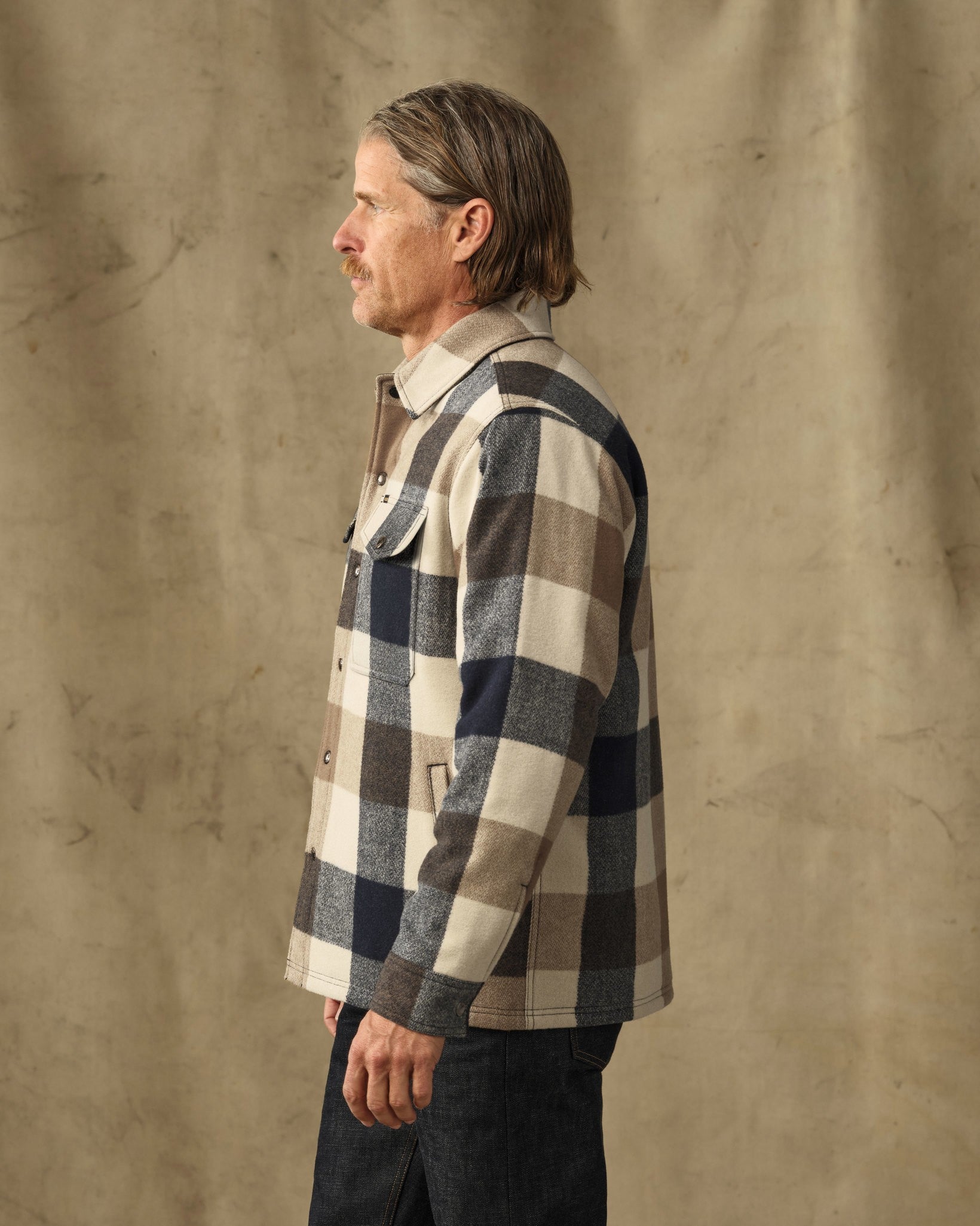 Spokane Insulated Jac-Shirt - Cream / Navy Plaid - Image 3
