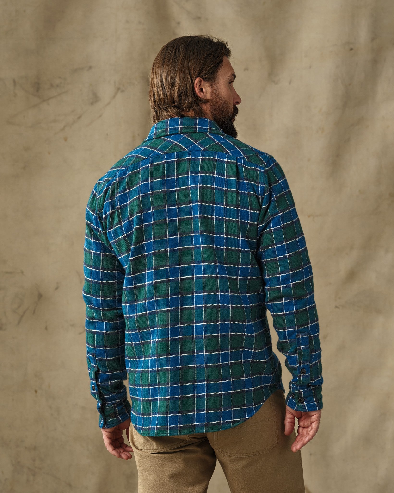 Vintage Flannel Work Shirt - Blue / Green Plaid - Image 2