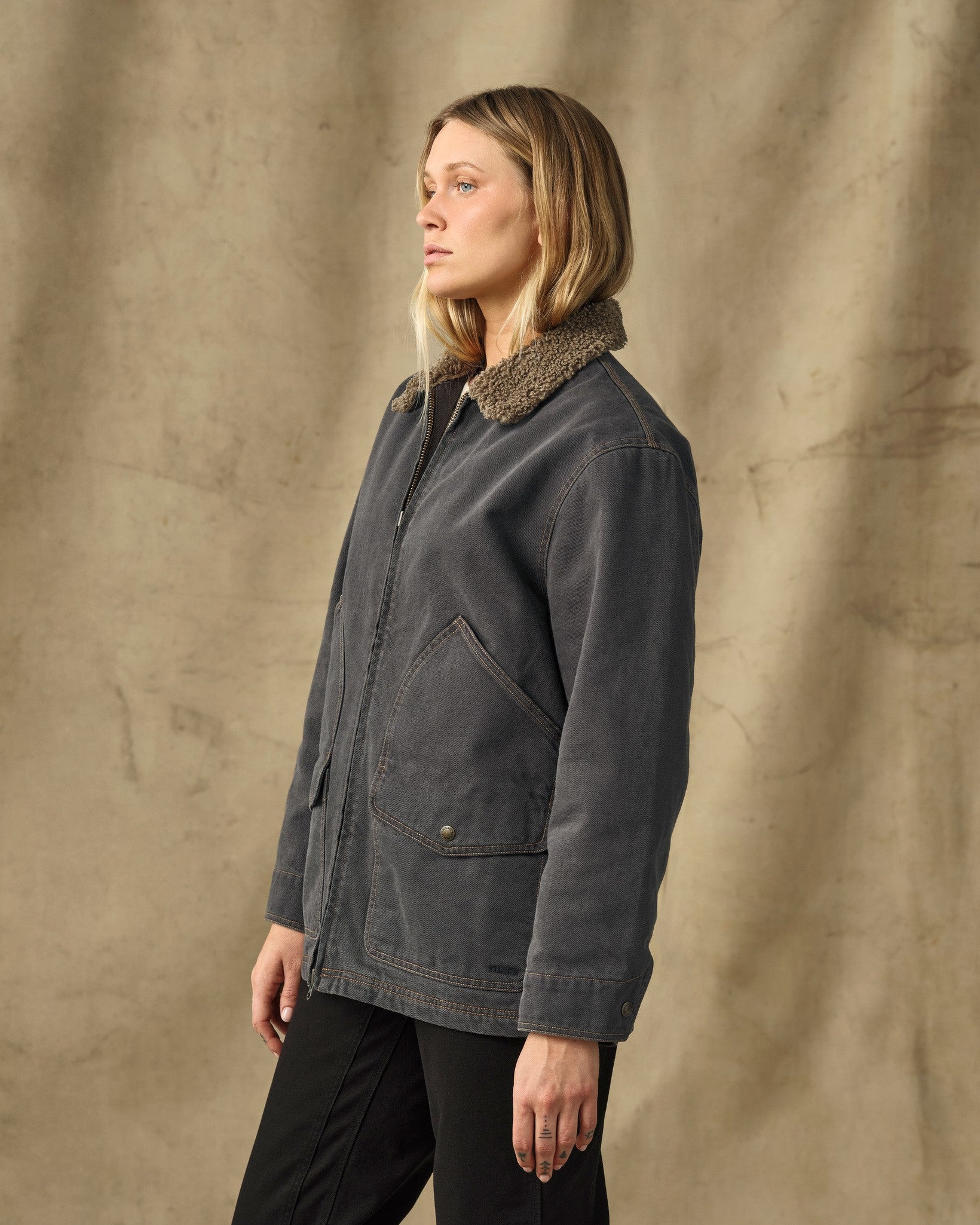 Women's Insulated Denim Outfitter Coat - Black - Image 4