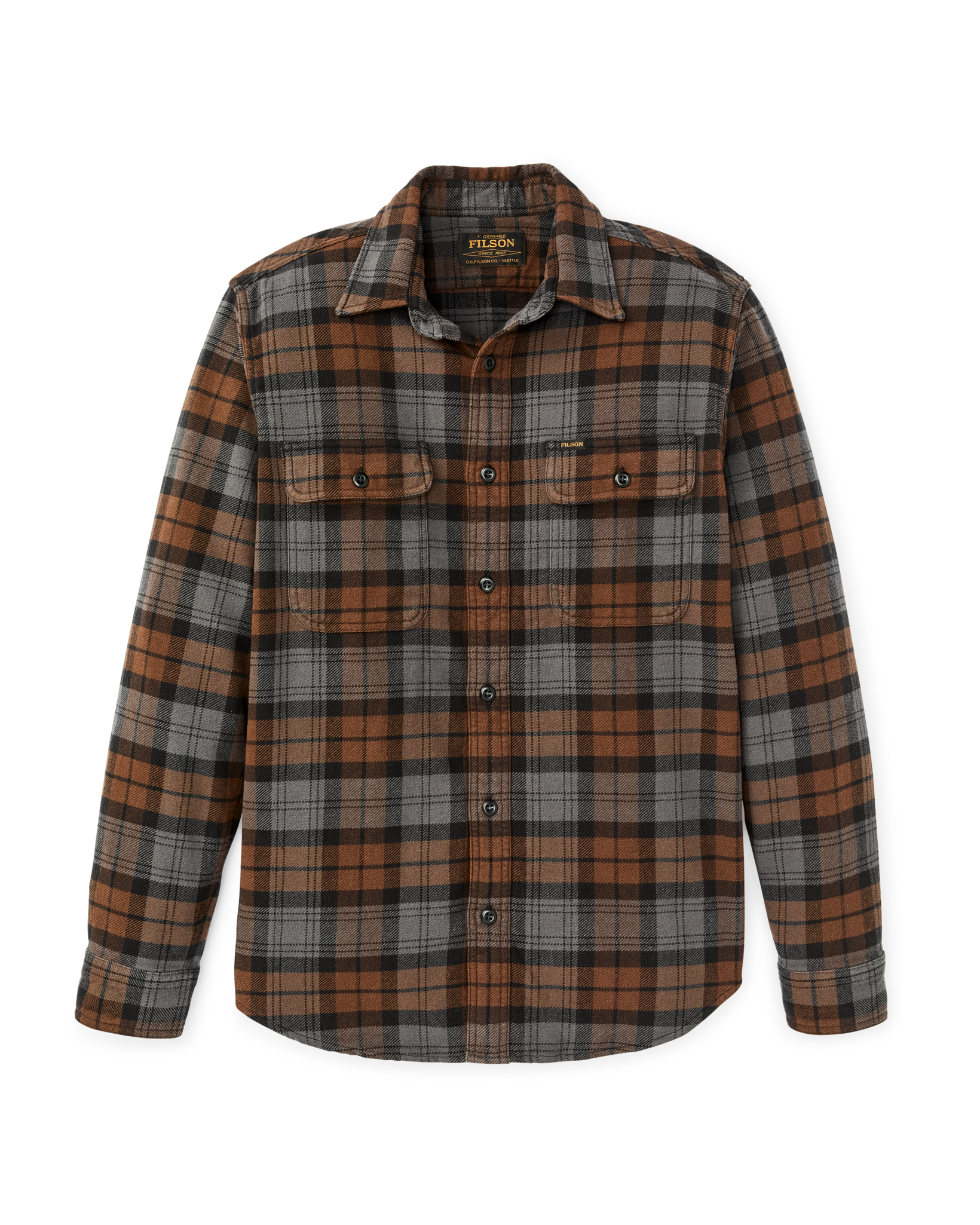 Vintage Flannel Work Shirt - Brown / Charcoal Plaid - Image 3