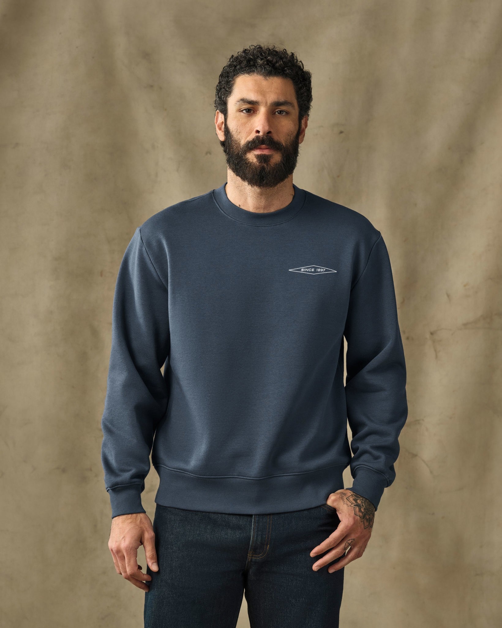 Diamond Graphic Crewneck Sweatshirt - Ink Blue