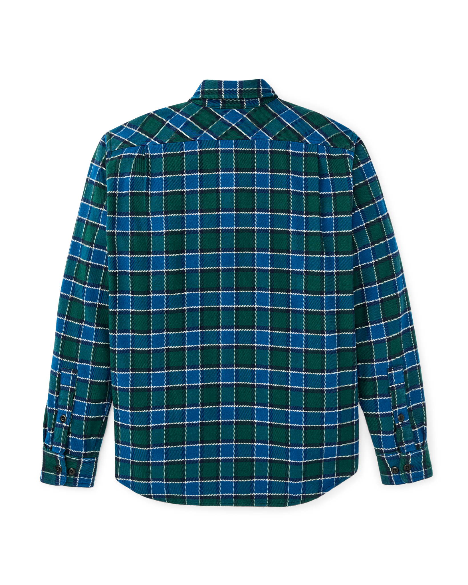 Vintage Flannel Work Shirt - Blue / Green Plaid - Image 5