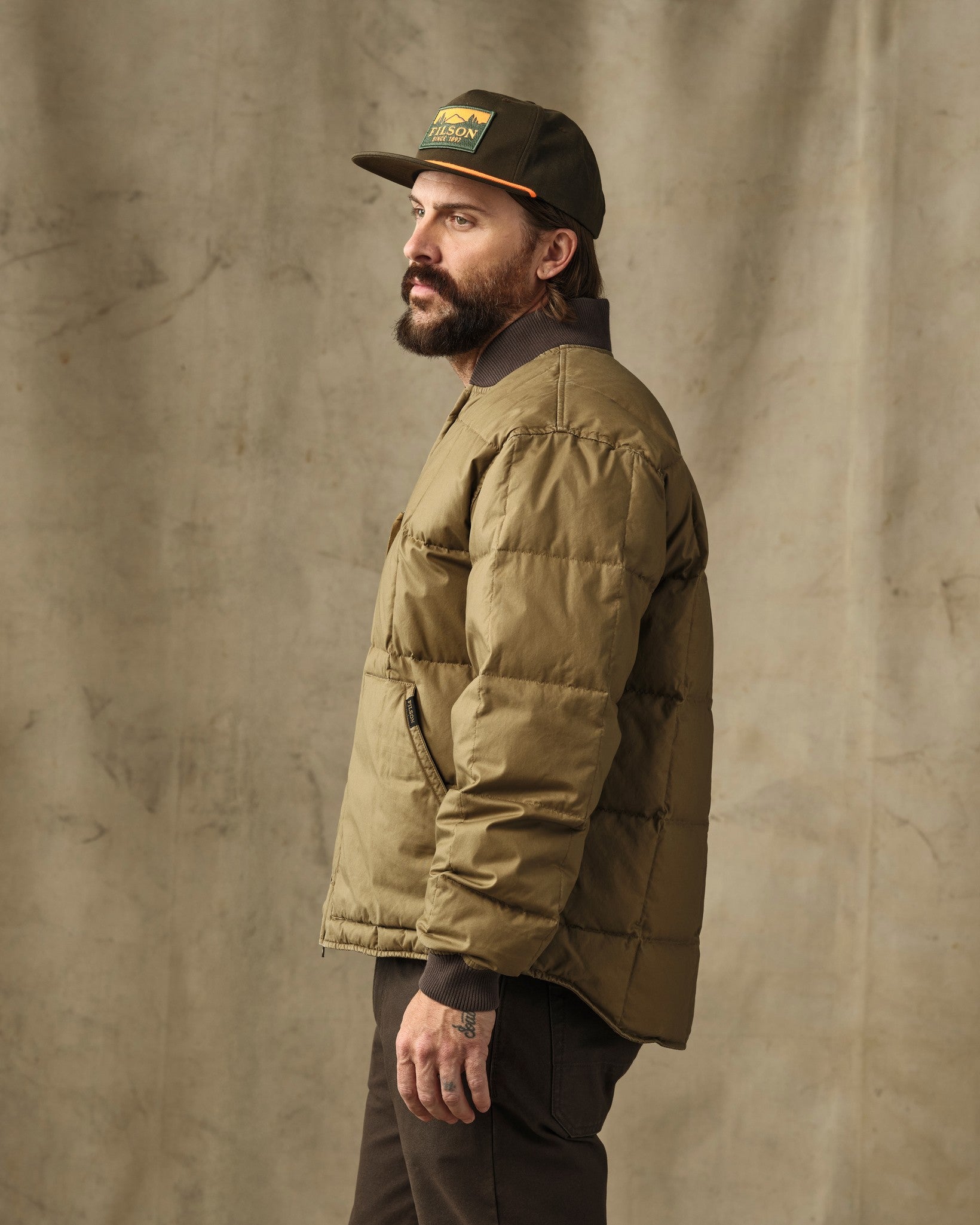 Heritage Cotton Down Jacket - Light Brown - Image 3