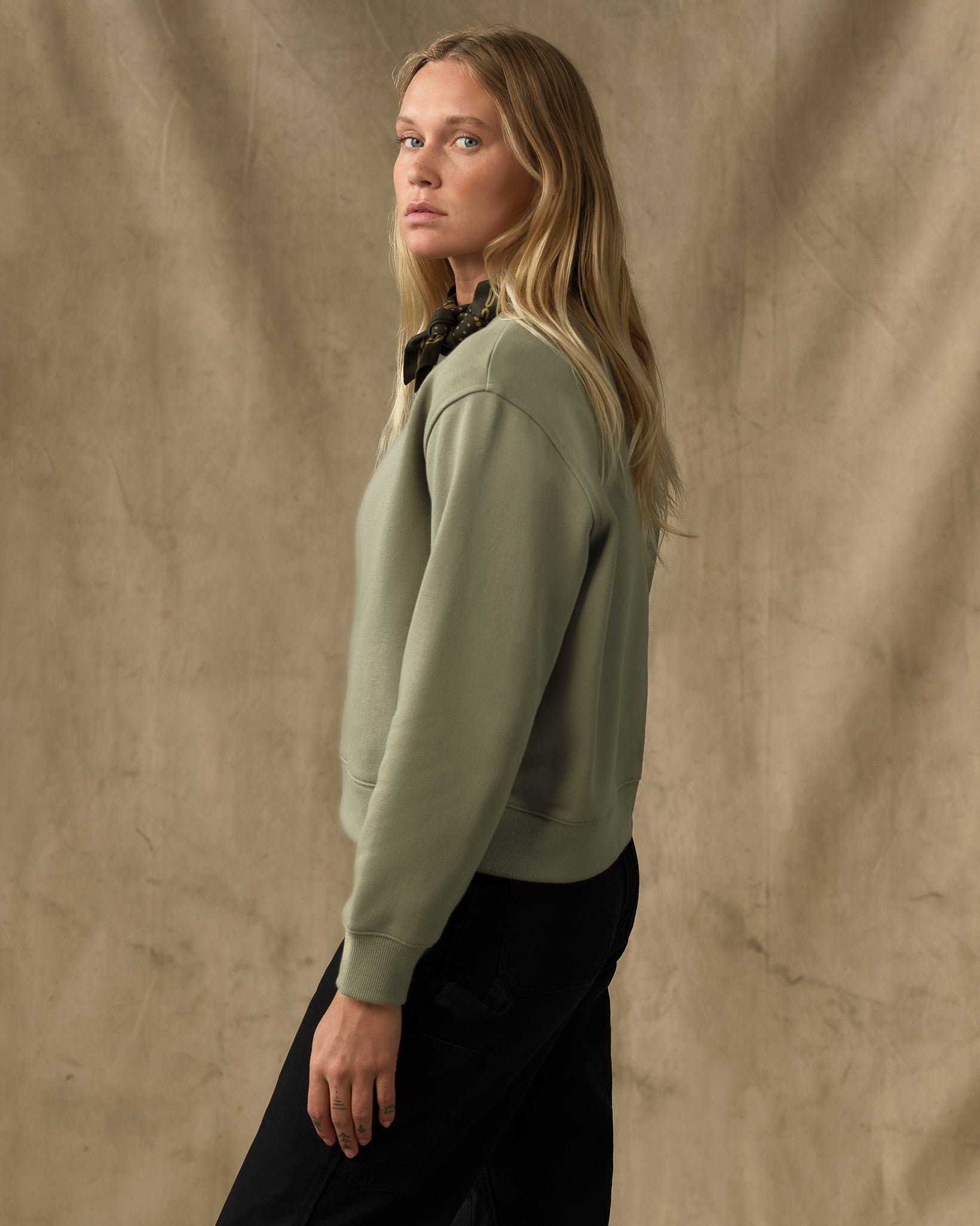 Women's French Terry Crewneck - Olive Branch - Image 3
