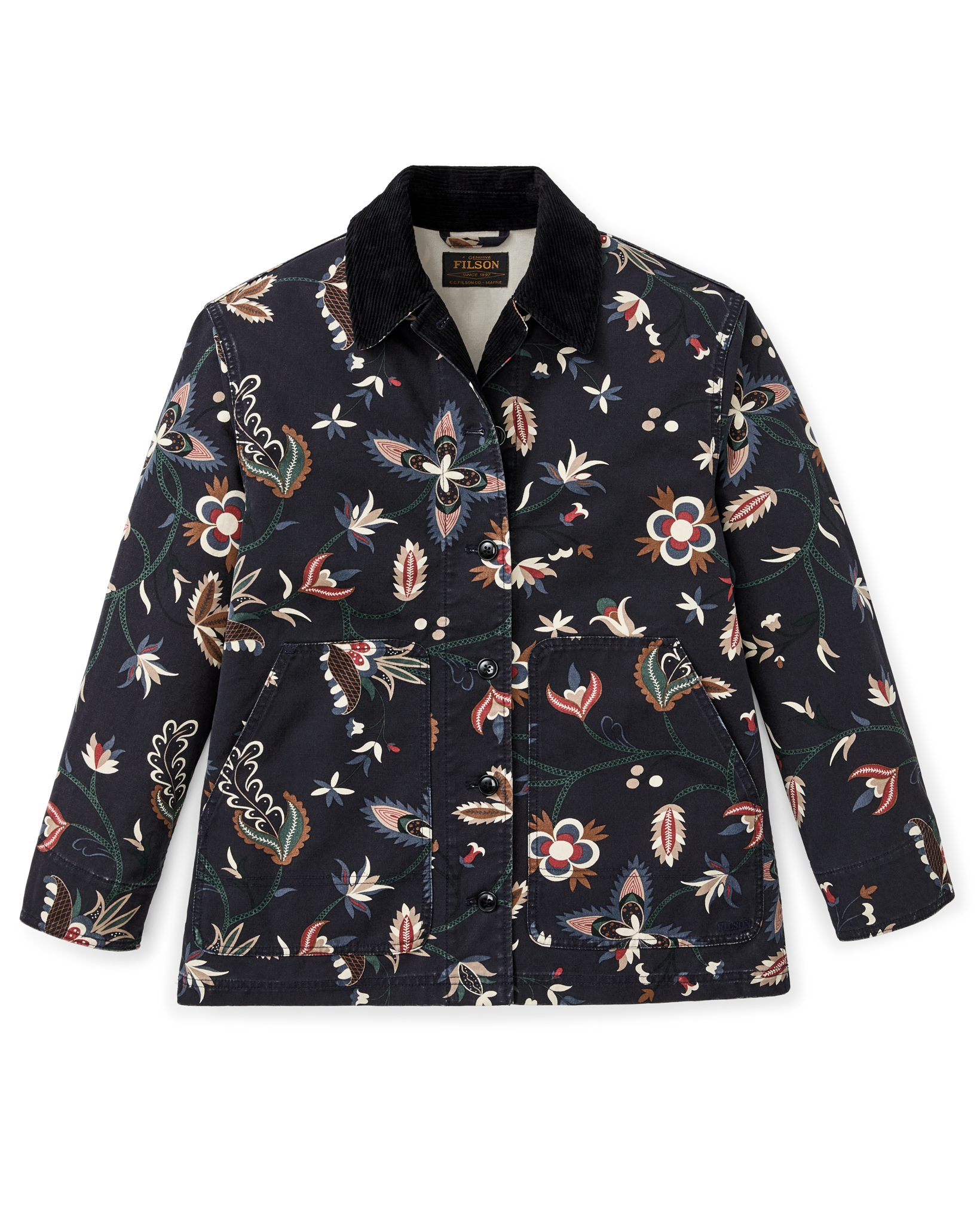 Women's Canvas Barn Coat - India Ink Print - Image 4