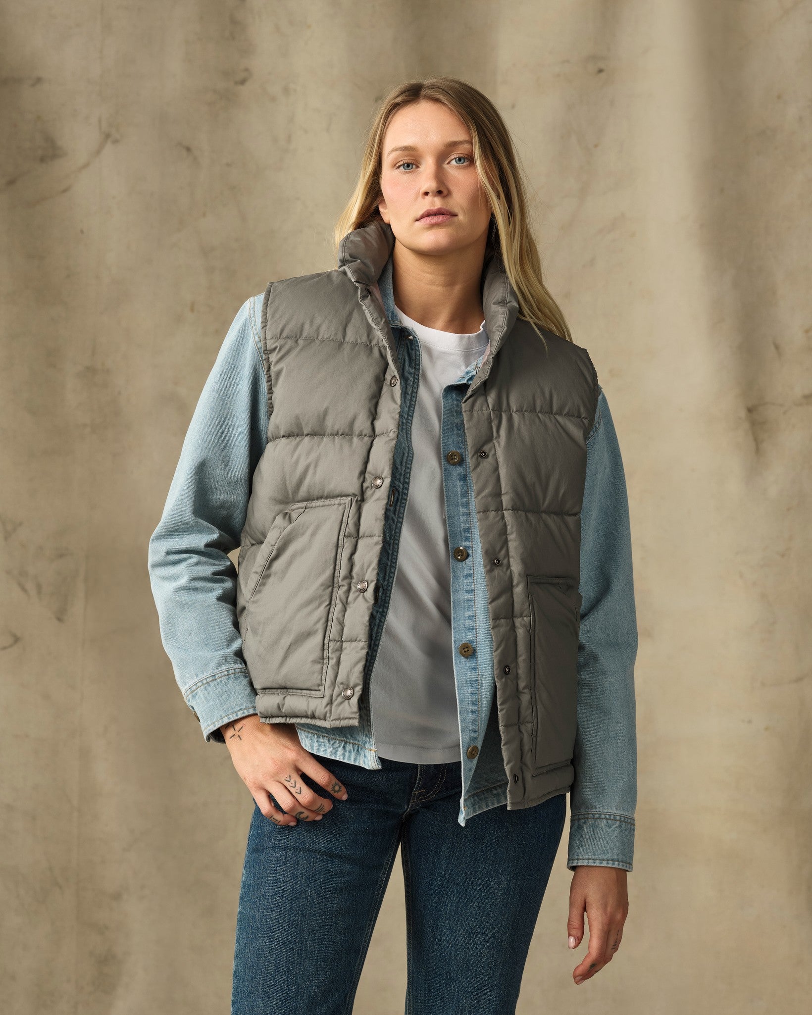 Women's Heritage Cotton Down Vest - Smokey Olive
