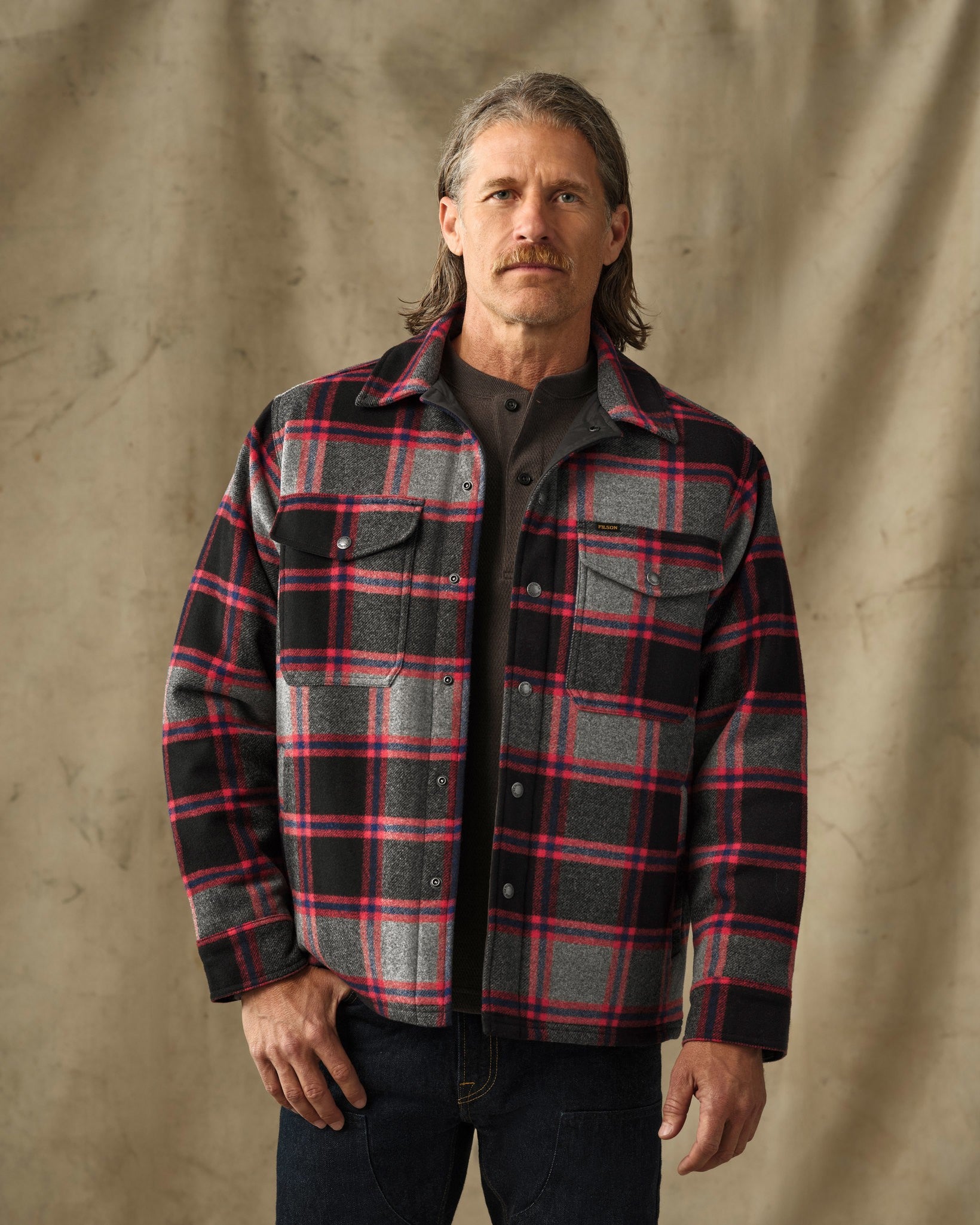 Spokane Insulated Jac-Shirt - Gray / Red Plaid