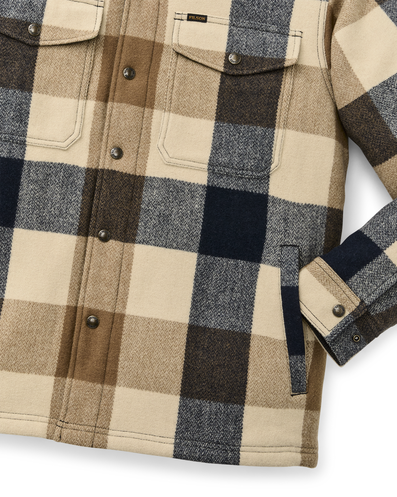 Spokane Insulated Jac-Shirt - Cream / Navy Plaid - Image 7